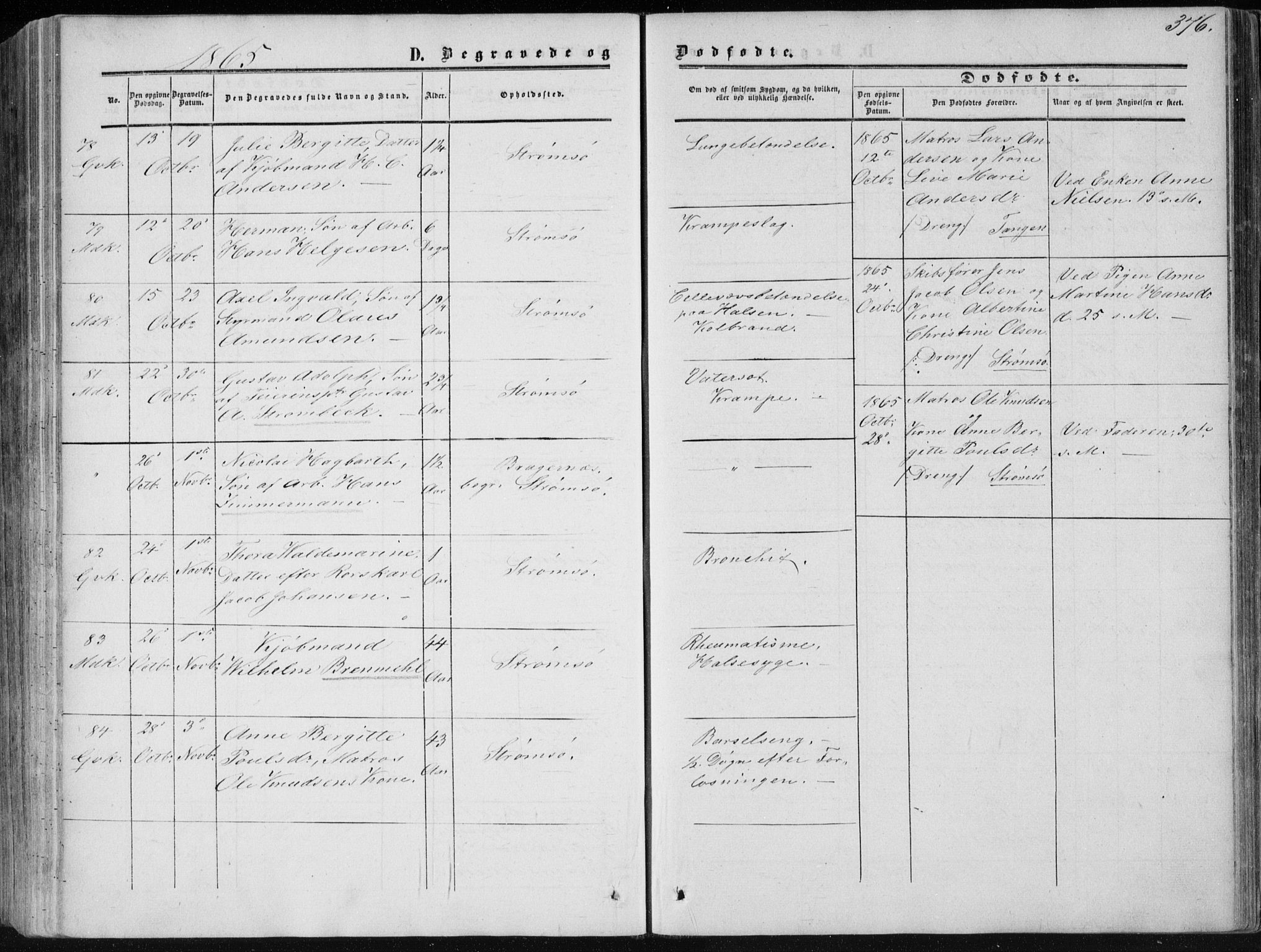 Strømsø kirkebøker, AV/SAKO-A-246/F/Fa/L0015: Parish register (official) no. I 15, 1859-1868, p. 376