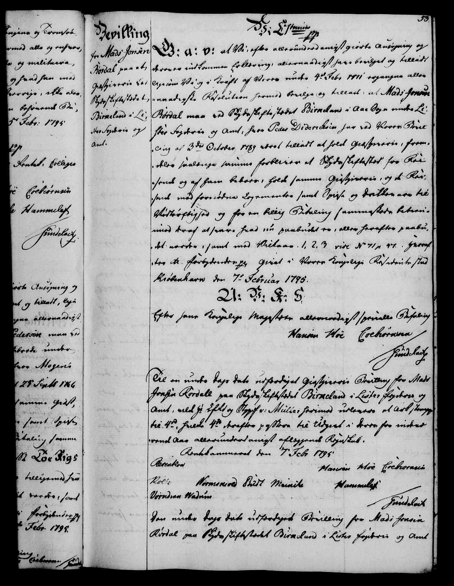 Rentekammeret, Kammerkanselliet, RA/EA-3111/G/Gg/Gga/L0016: Norsk ekspedisjonsprotokoll med register (merket RK 53.16), 1794-1800, p. 53