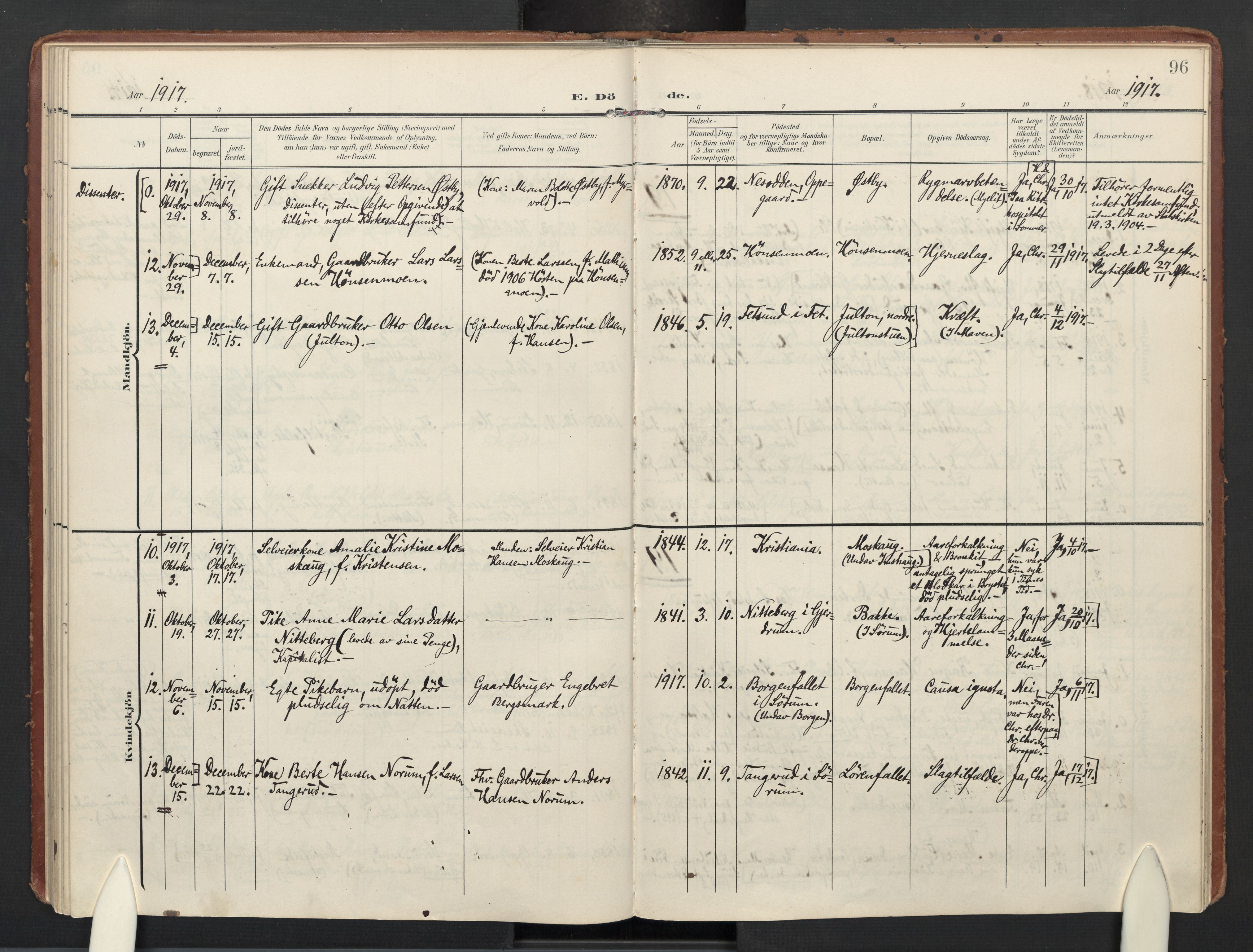 Sørum prestekontor Kirkebøker, AV/SAO-A-10303/F/Fa/L0009: Parish register (official) no. I 9, 1905-1931, p. 96