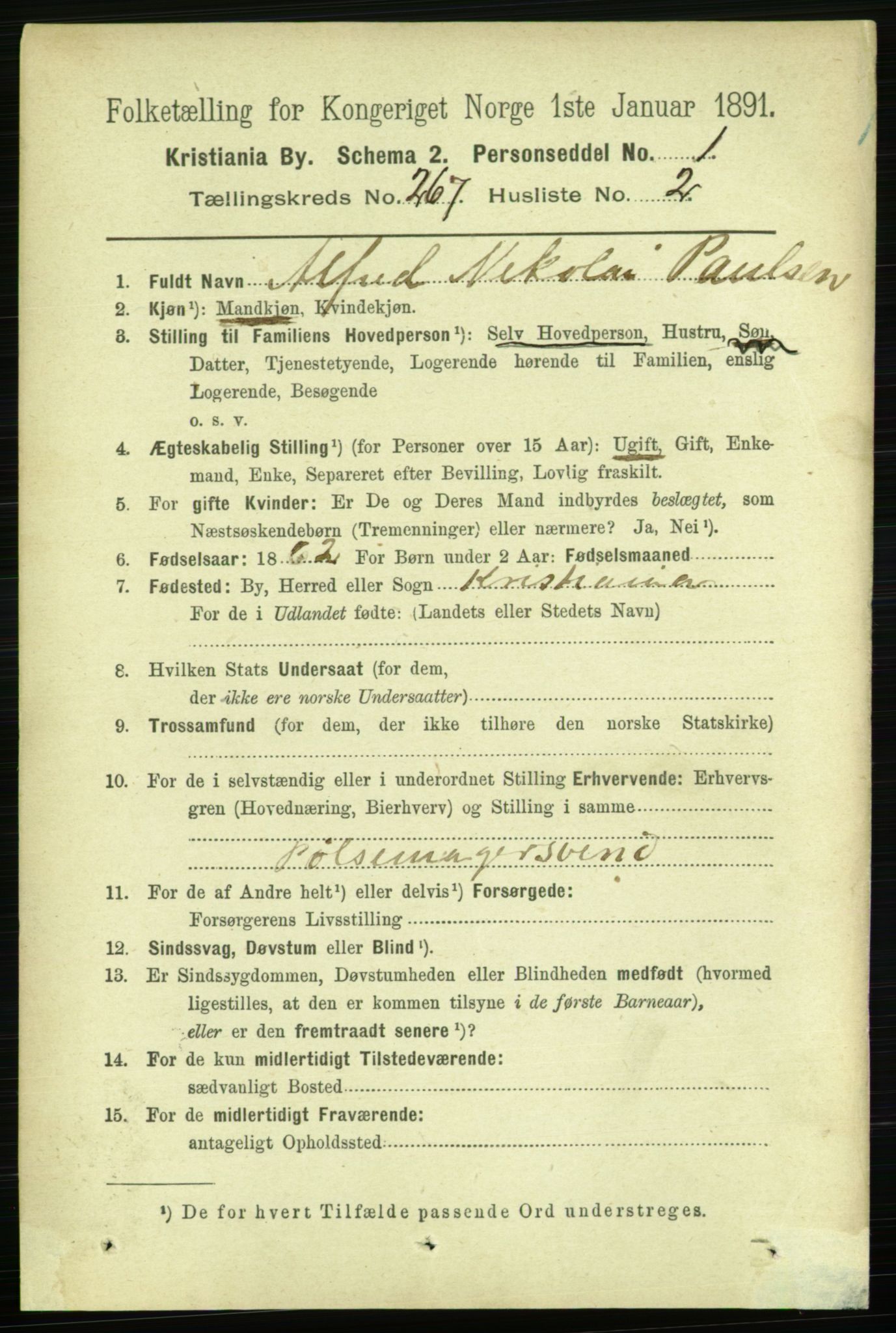 RA, 1891 census for 0301 Kristiania, 1891, p. 161549