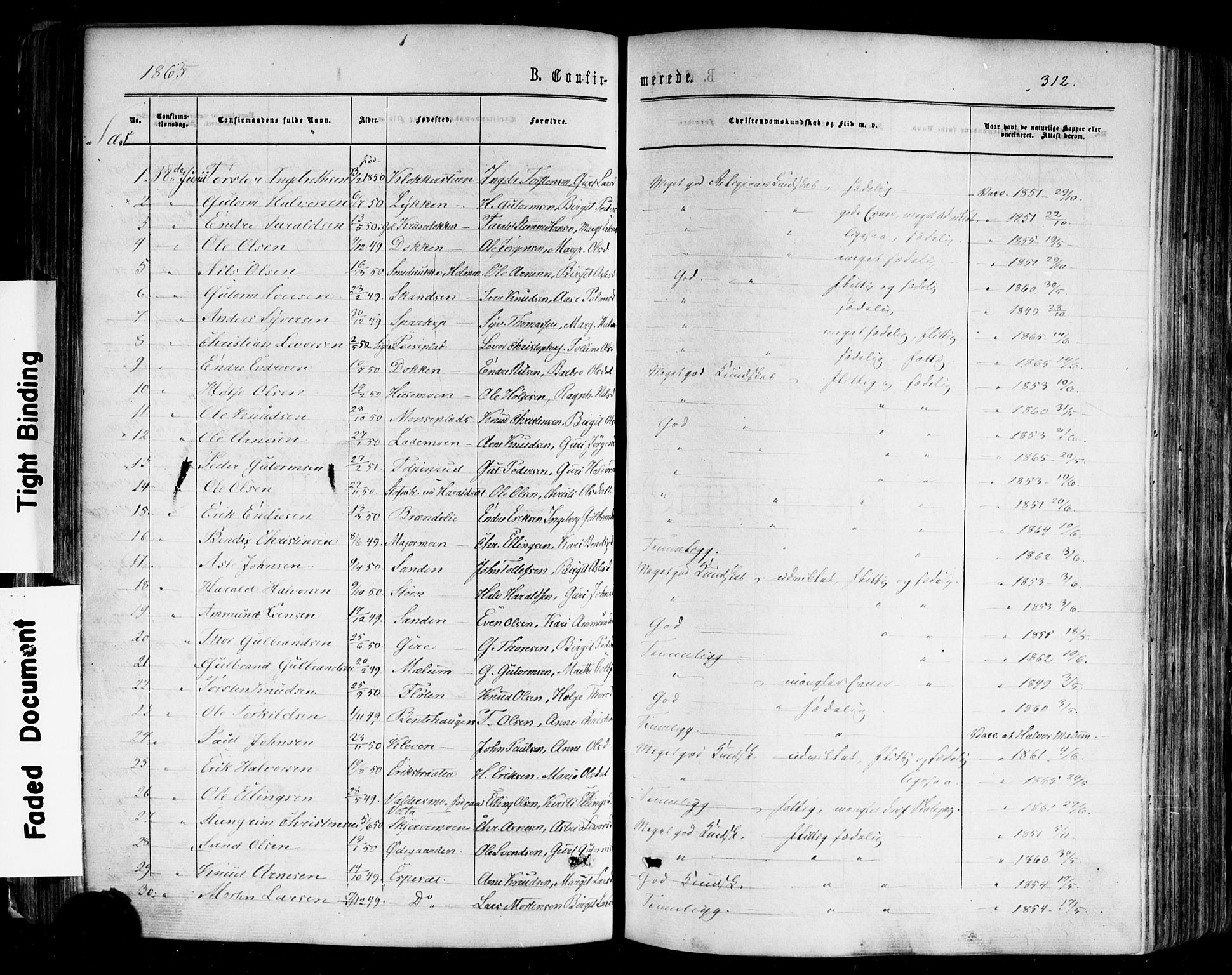 Nes kirkebøker, SAKO/A-236/F/Fa/L0010: Parish register (official) no. 10, 1864-1880, p. 312