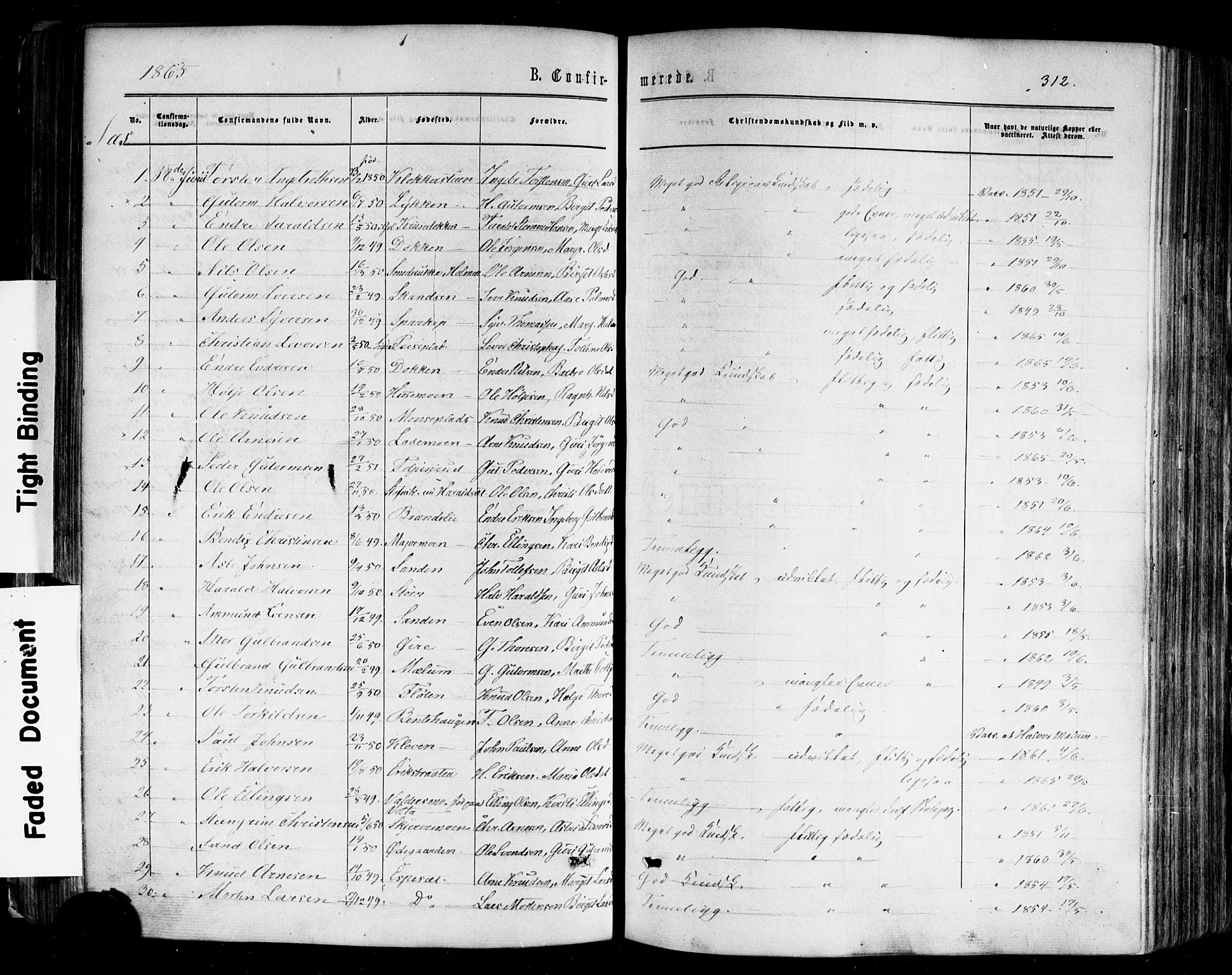 Nes kirkebøker, AV/SAKO-A-236/F/Fa/L0010: Parish register (official) no. 10, 1864-1880, p. 312