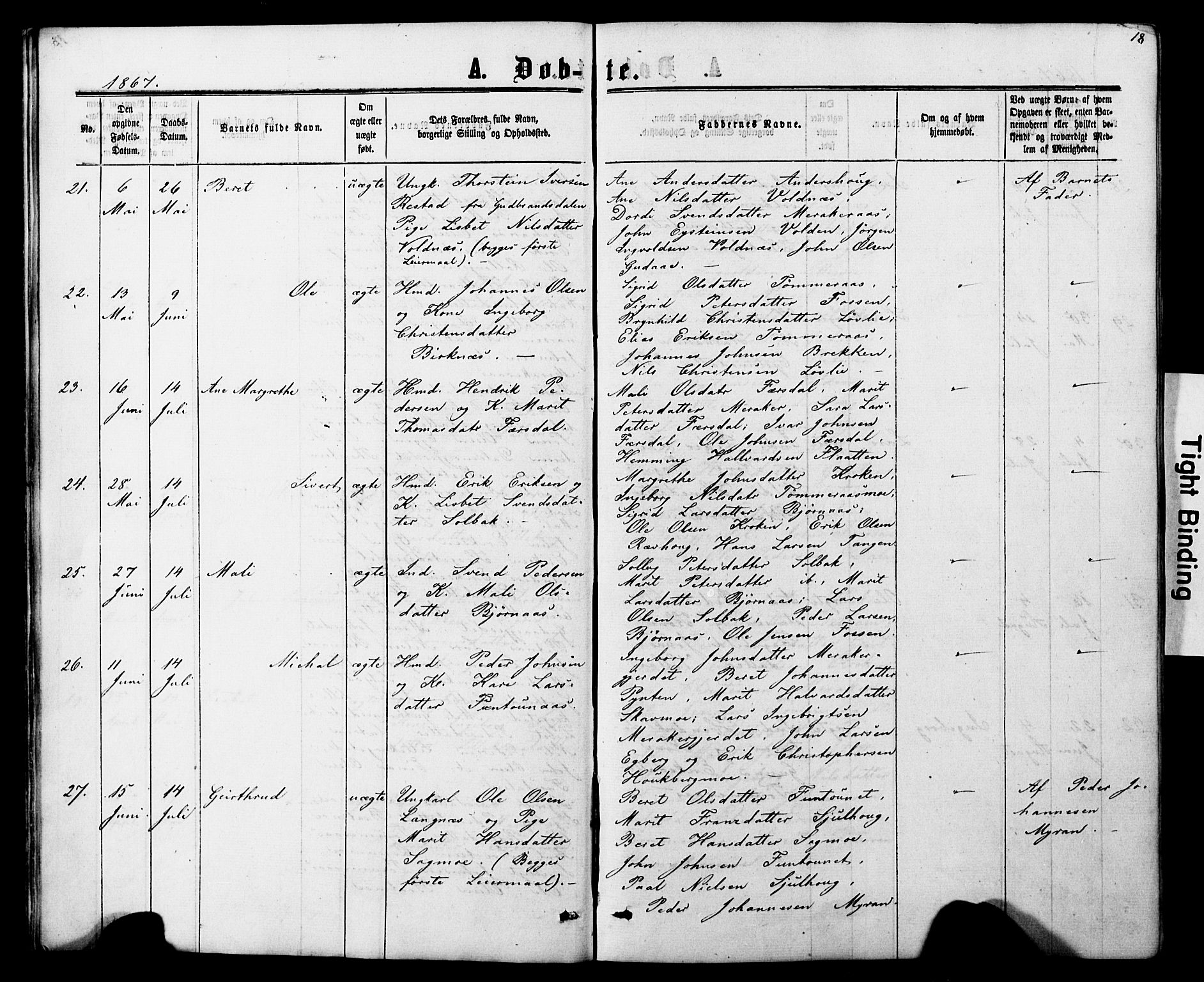 Ministerialprotokoller, klokkerbøker og fødselsregistre - Nord-Trøndelag, SAT/A-1458/706/L0049: Parish register (copy) no. 706C01, 1864-1895, p. 18