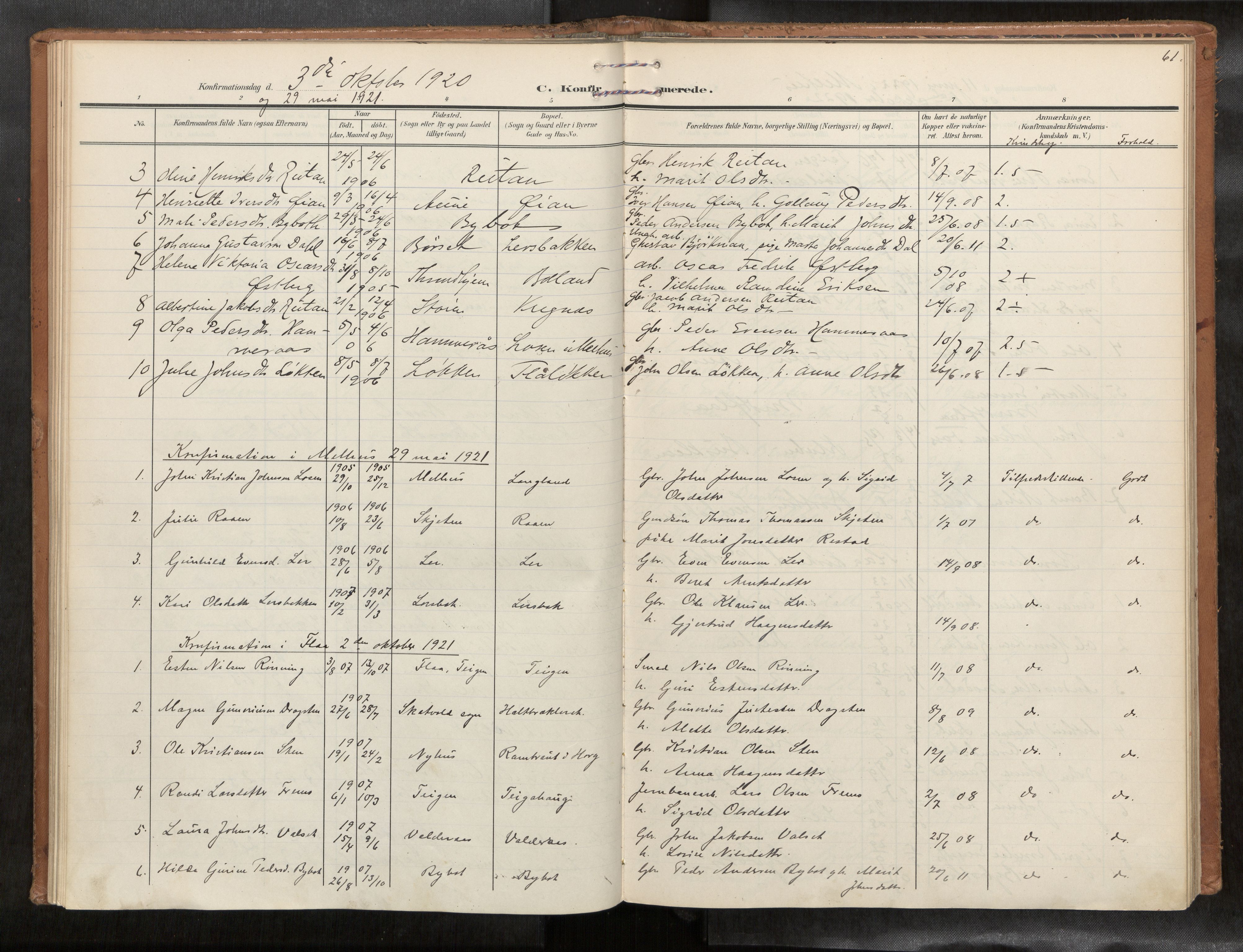 Ministerialprotokoller, klokkerbøker og fødselsregistre - Sør-Trøndelag, AV/SAT-A-1456/693/L1119b: Parish register (official) no. 693A02, 1906-1936, p. 61