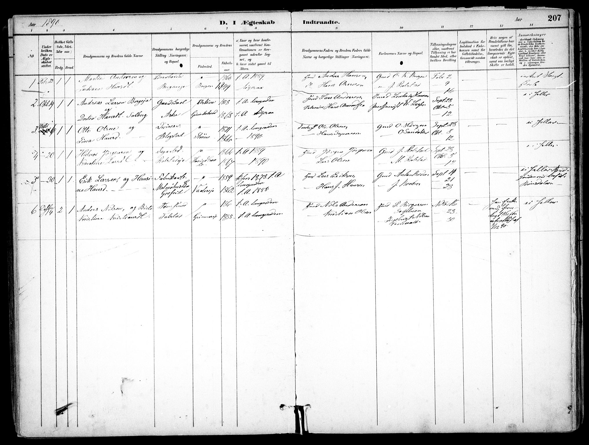Nes prestekontor Kirkebøker, SAO/A-10410/F/Fb/L0002: Parish register (official) no. II 2, 1883-1918, p. 207
