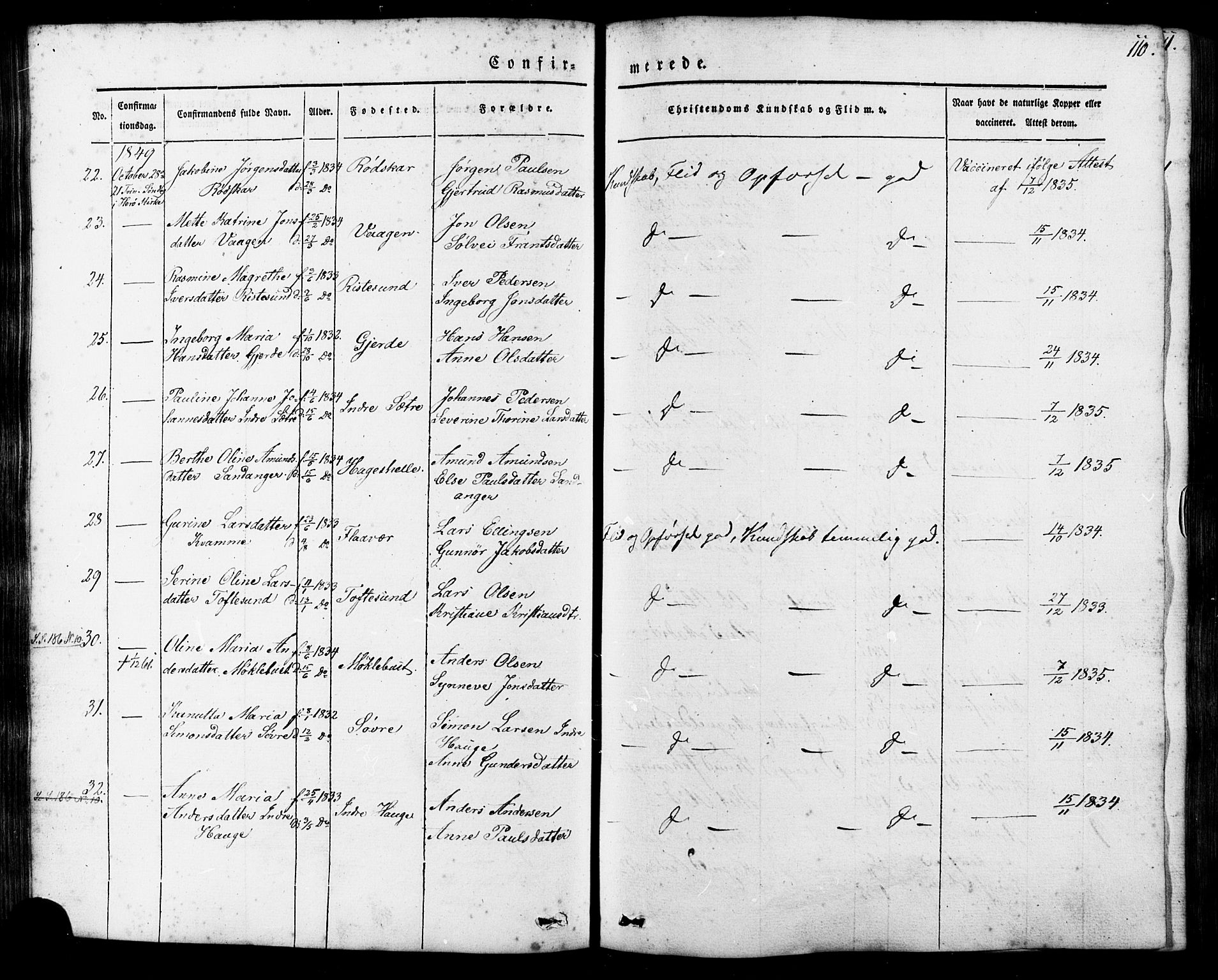 Ministerialprotokoller, klokkerbøker og fødselsregistre - Møre og Romsdal, AV/SAT-A-1454/503/L0034: Parish register (official) no. 503A02, 1841-1884, p. 110