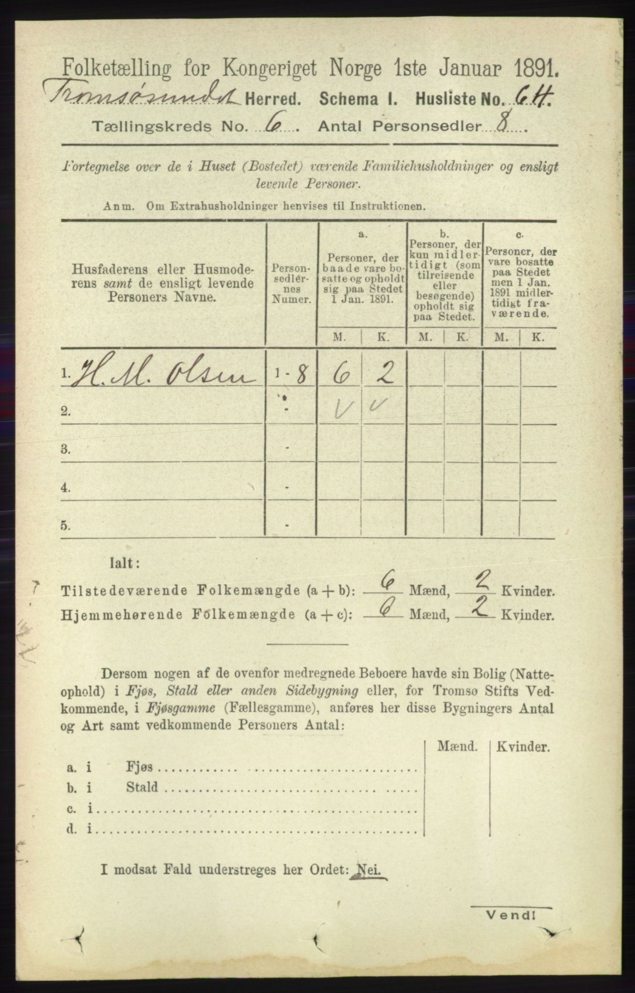 RA, 1891 census for 1934 Tromsøysund, 1891, p. 2979