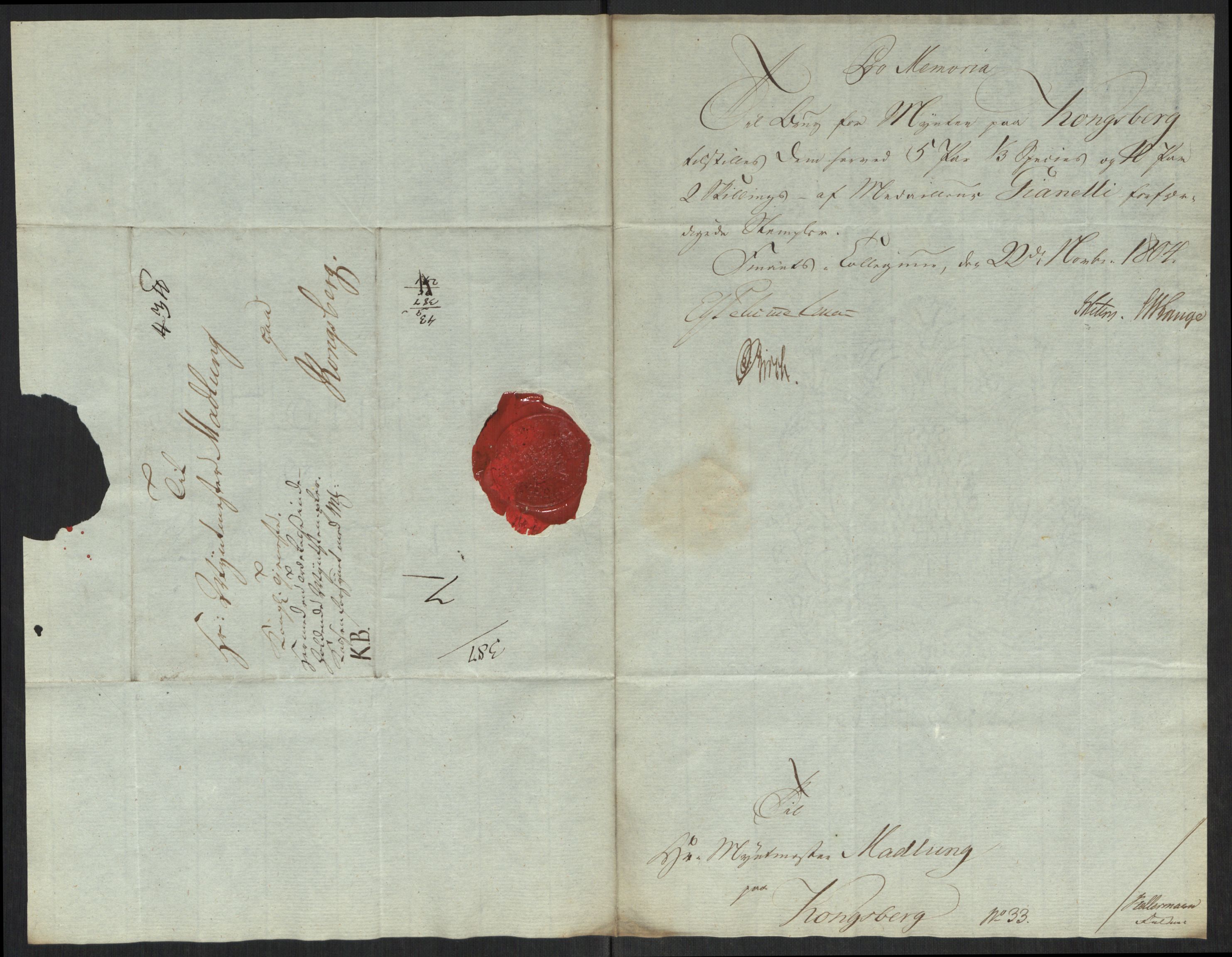 Rentekammeret inntil 1814, Realistisk ordnet avdeling, AV/RA-EA-4070/Oa/L0008: [Y6]: Embetsbrev til myntmesteren på Kongsberg (1797-1806 og 1808-1813), 1797-1813, p. 166