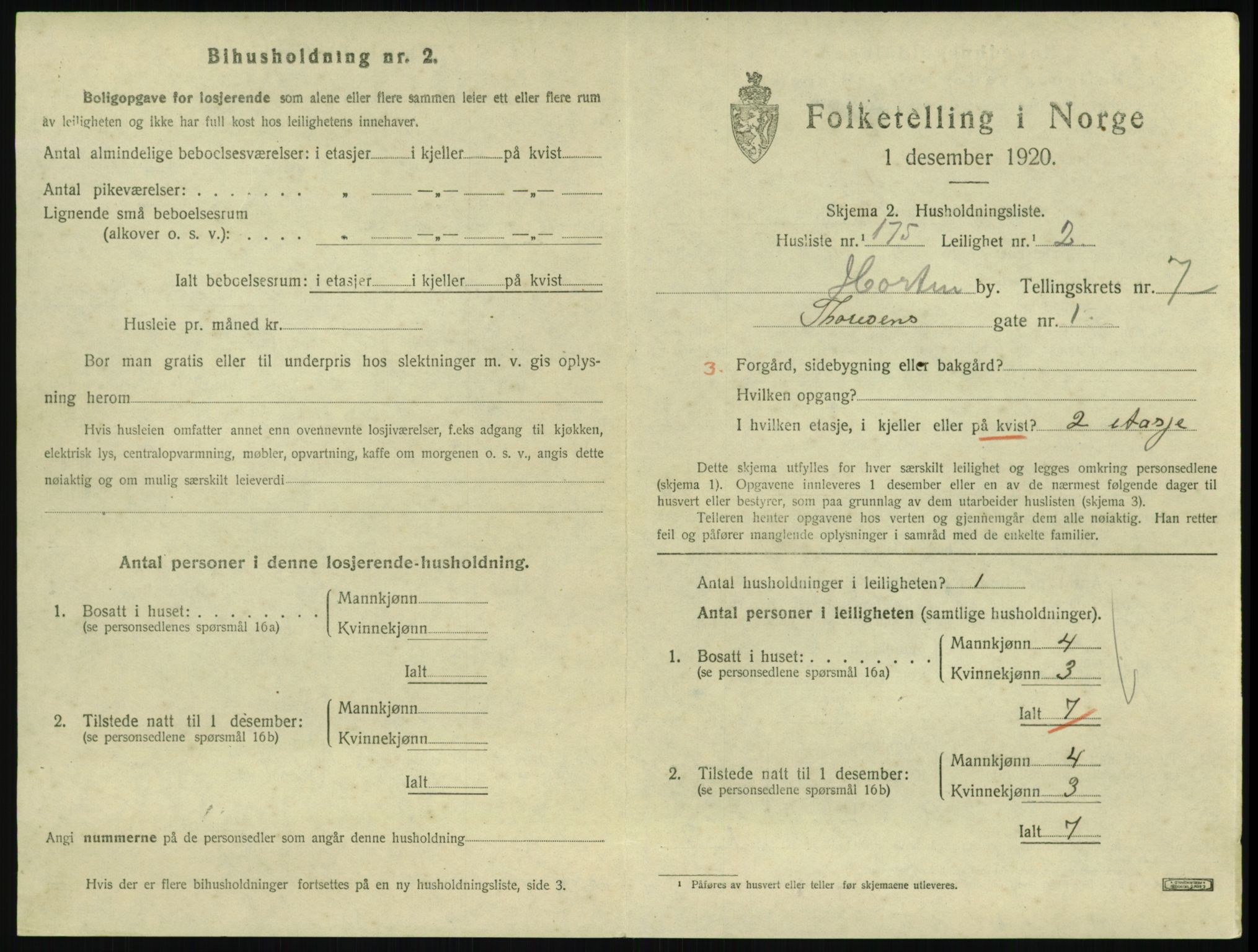 SAKO, 1920 census for Horten, 1920, p. 7851