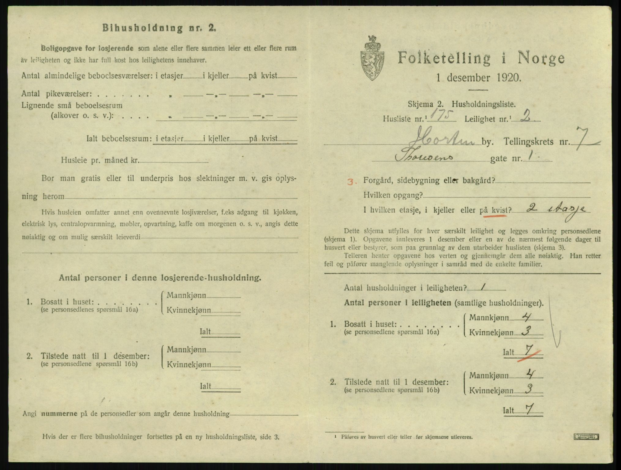 SAKO, 1920 census for Horten, 1920, p. 7851