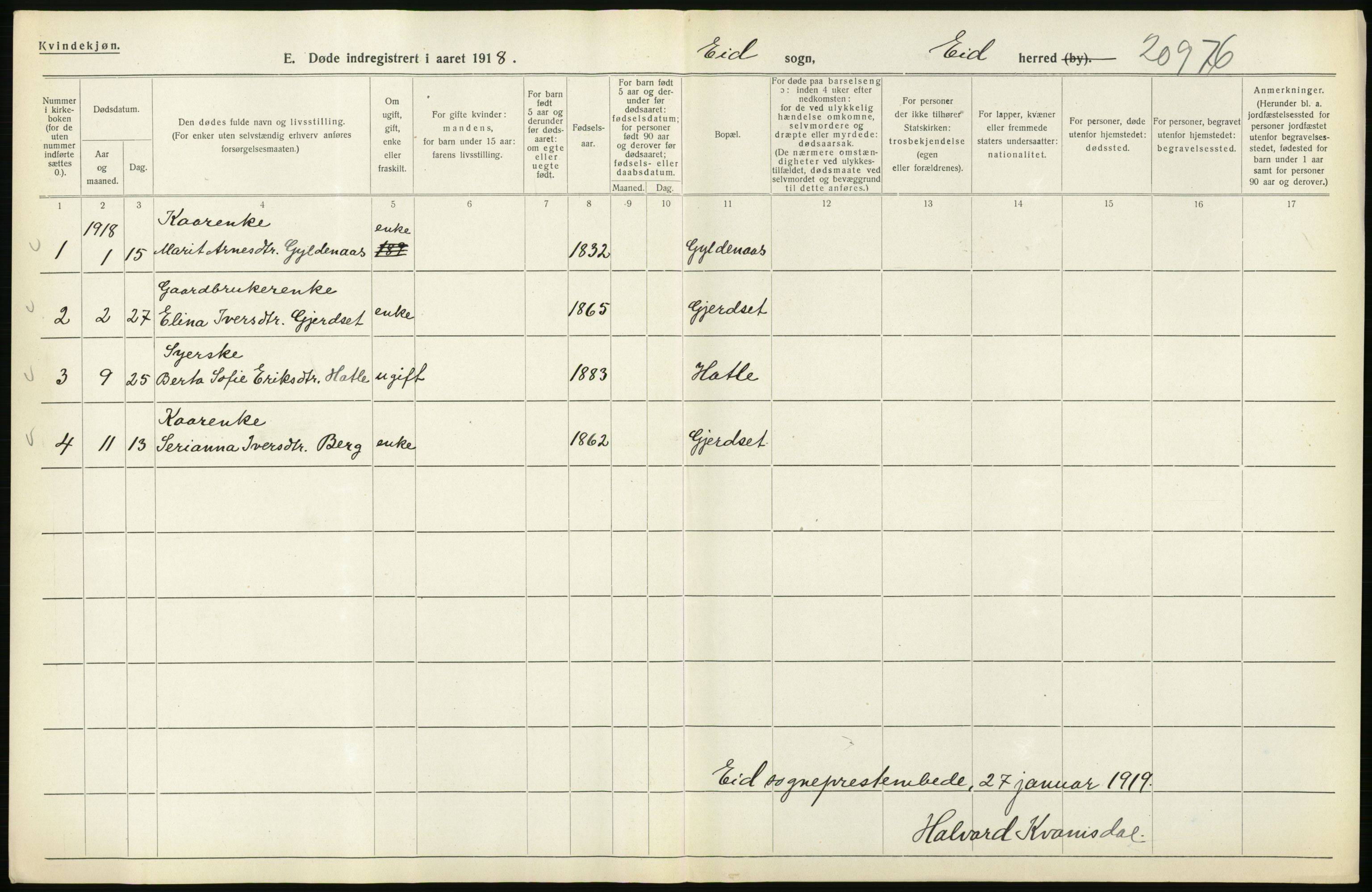 Statistisk sentralbyrå, Sosiodemografiske emner, Befolkning, AV/RA-S-2228/D/Df/Dfb/Dfbh/L0045: Møre fylke: Døde. Bygder og byer., 1918, p. 132