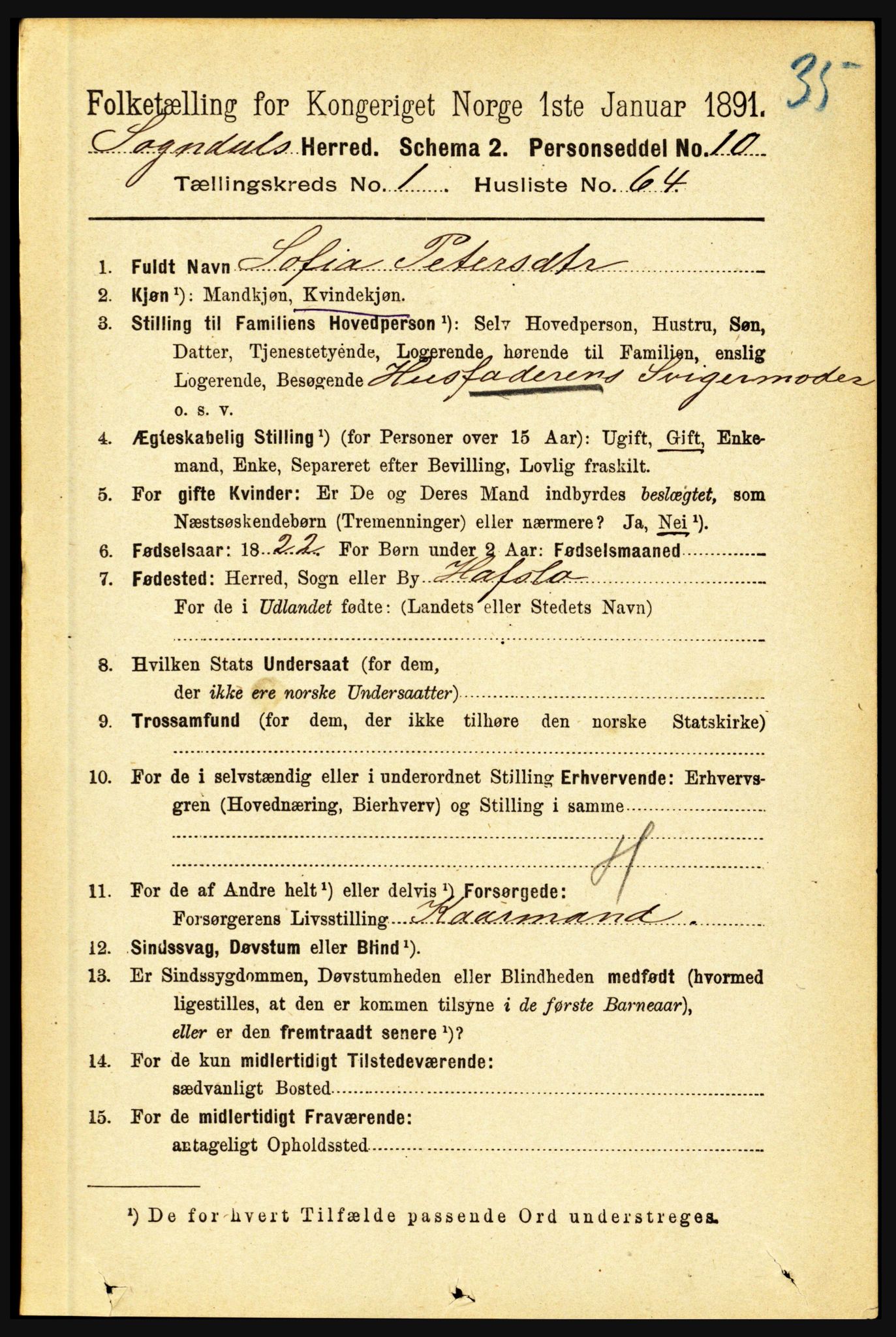 RA, 1891 census for 1420 Sogndal, 1891, p. 436