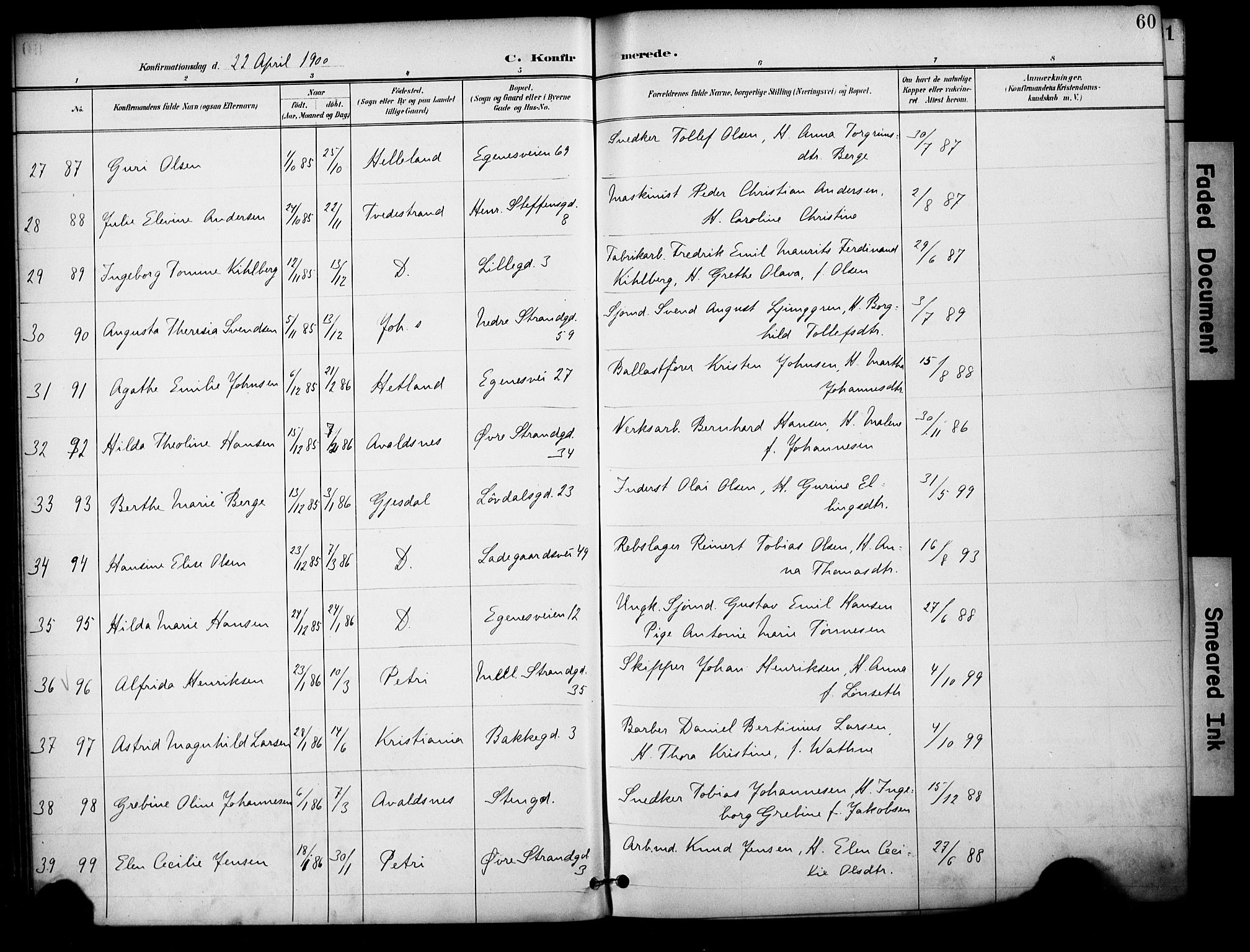 Domkirken sokneprestkontor, AV/SAST-A-101812/001/30/30BA/L0031: Parish register (official) no. A 30, 1896-1916, p. 60