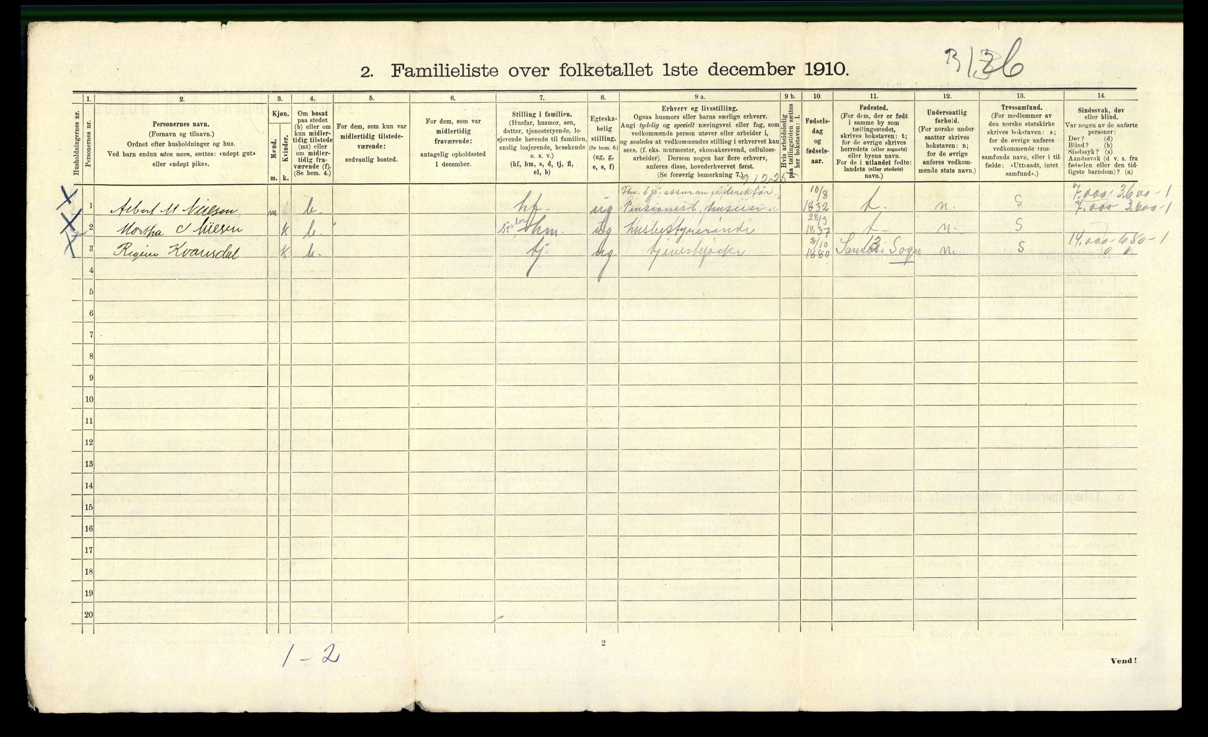 RA, 1910 census for Bergen, 1910, p. 4136