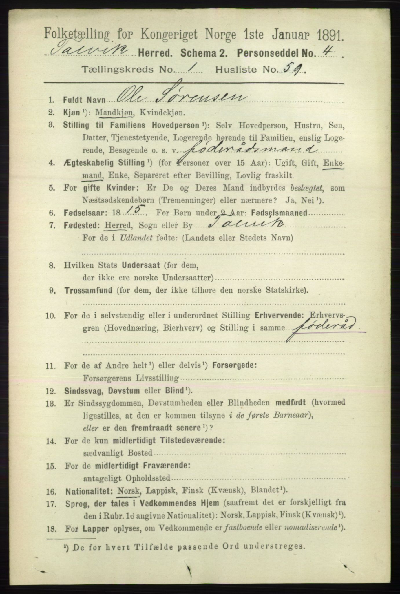 RA, 1891 census for 2013 Talvik, 1891, p. 478