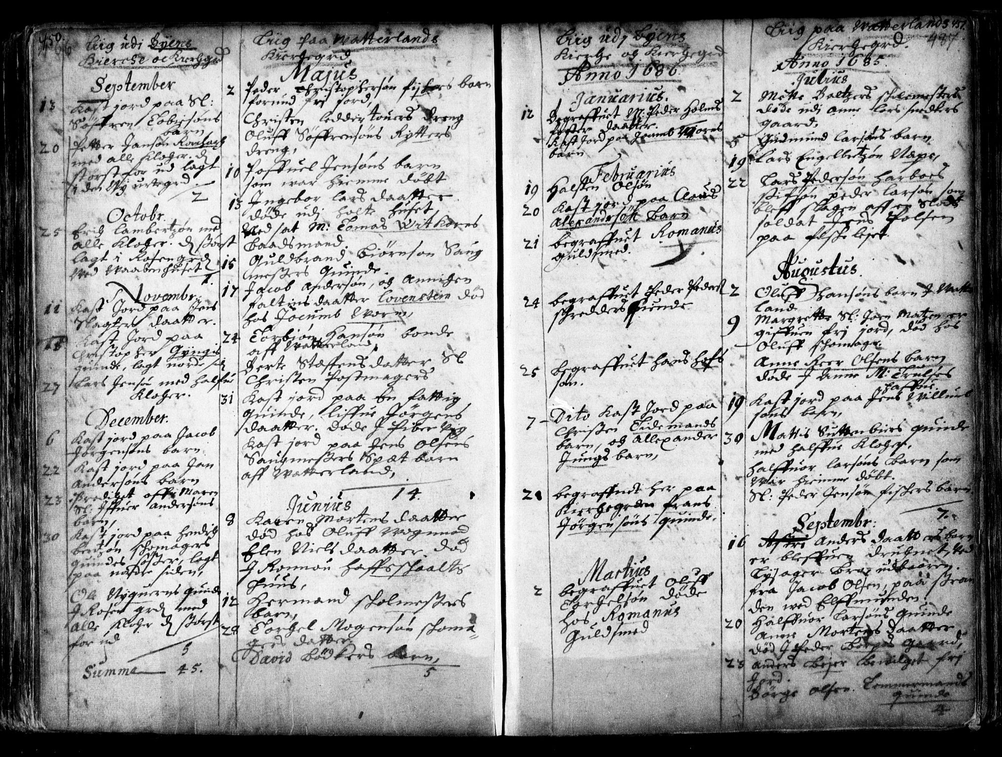 Oslo domkirke Kirkebøker, SAO/A-10752/F/Fa/L0001: Parish register (official) no. 1, 1648-1704, p. 450-451
