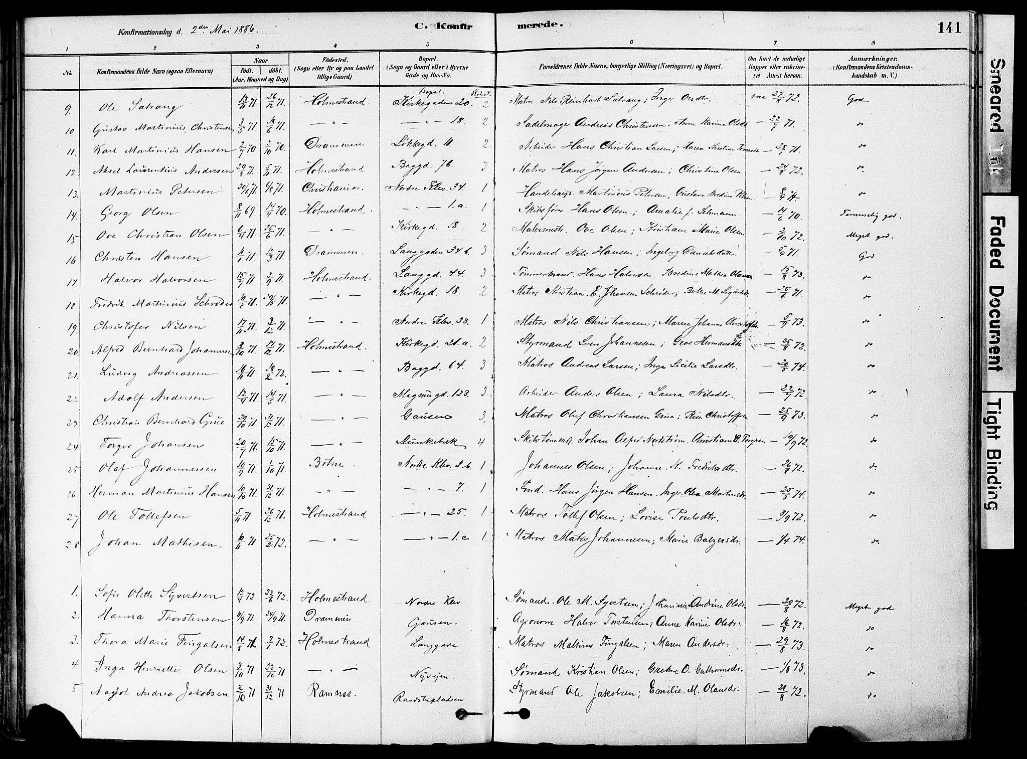 Holmestrand kirkebøker, AV/SAKO-A-346/F/Fa/L0004: Parish register (official) no. 4, 1880-1901, p. 141