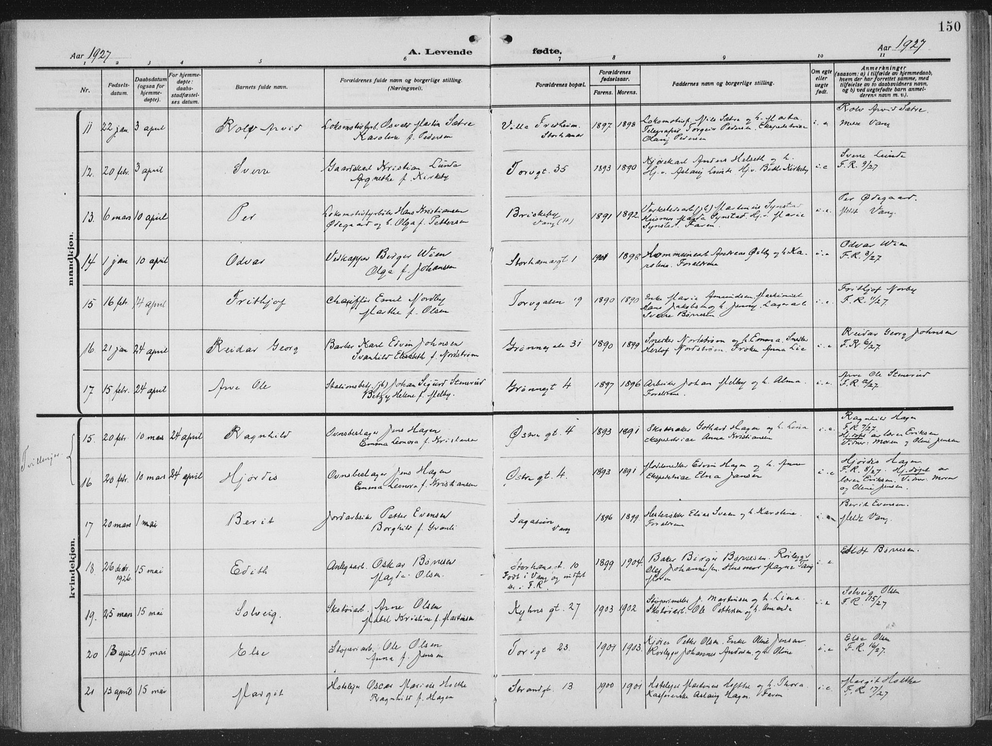 Hamar prestekontor, AV/SAH-DOMPH-002/H/Ha/Haa/L0002: Parish register (official) no. 2, 1915-1936, p. 150