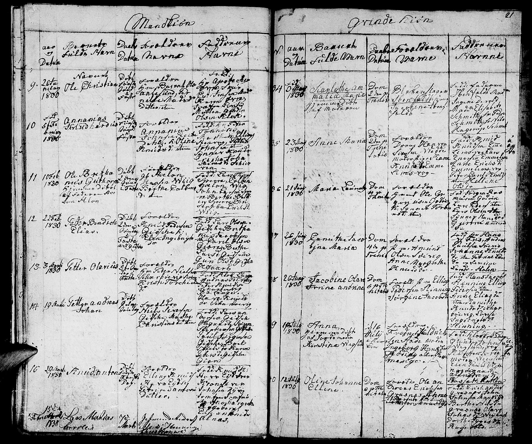 Ministerialprotokoller, klokkerbøker og fødselsregistre - Møre og Romsdal, AV/SAT-A-1454/528/L0425: Parish register (copy) no. 528C06, 1827-1840, p. 21