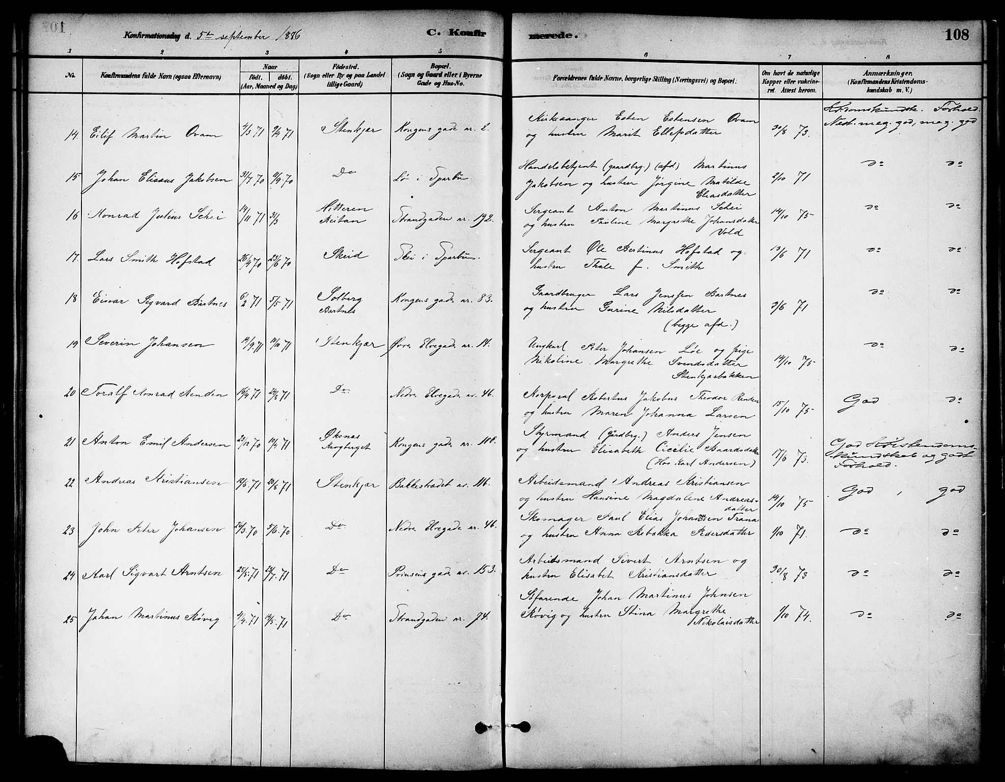 Ministerialprotokoller, klokkerbøker og fødselsregistre - Nord-Trøndelag, SAT/A-1458/739/L0371: Parish register (official) no. 739A03, 1881-1895, p. 108