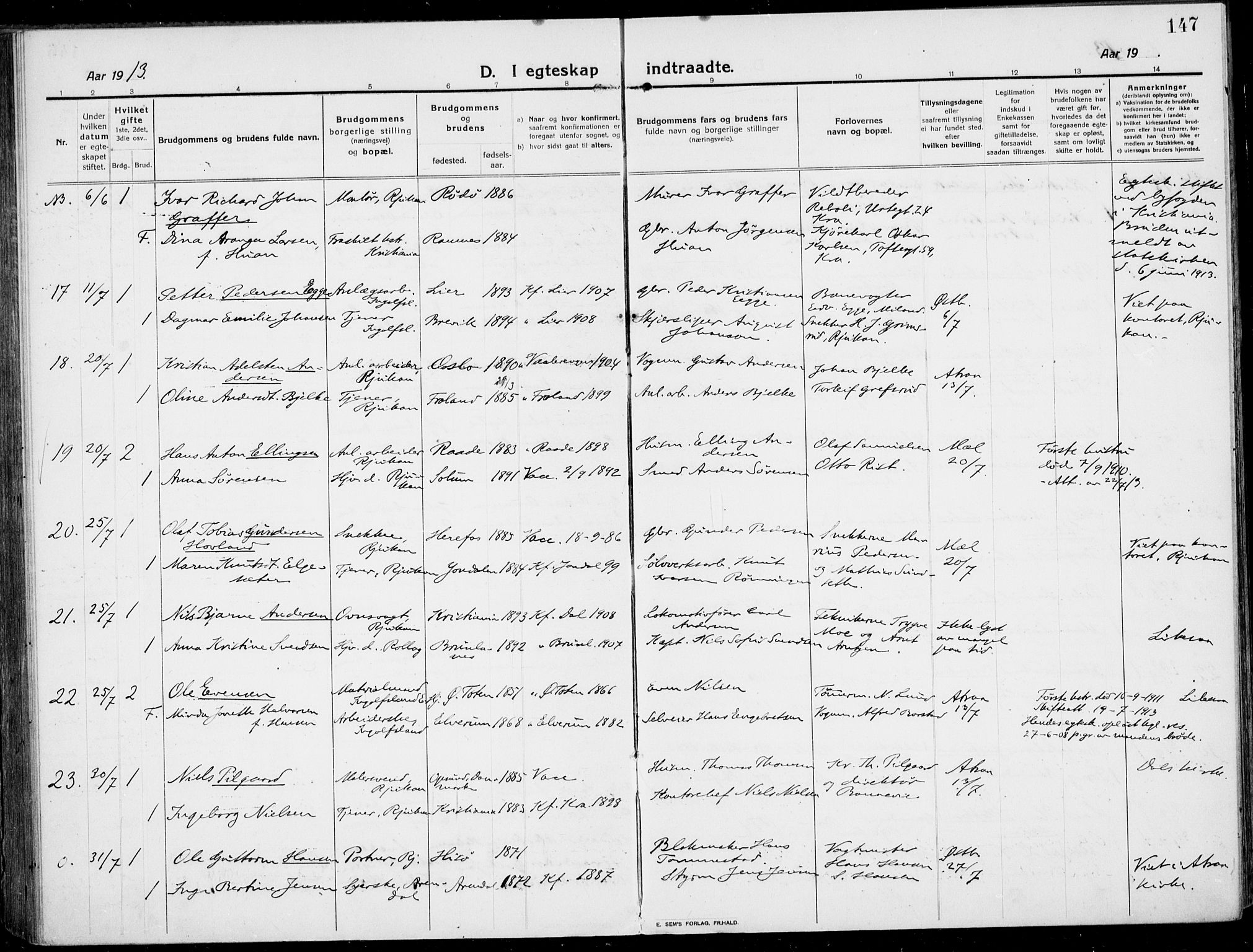 Rjukan kirkebøker, AV/SAKO-A-294/F/Fa/L0002: Parish register (official) no. 2, 1912-1917, p. 147