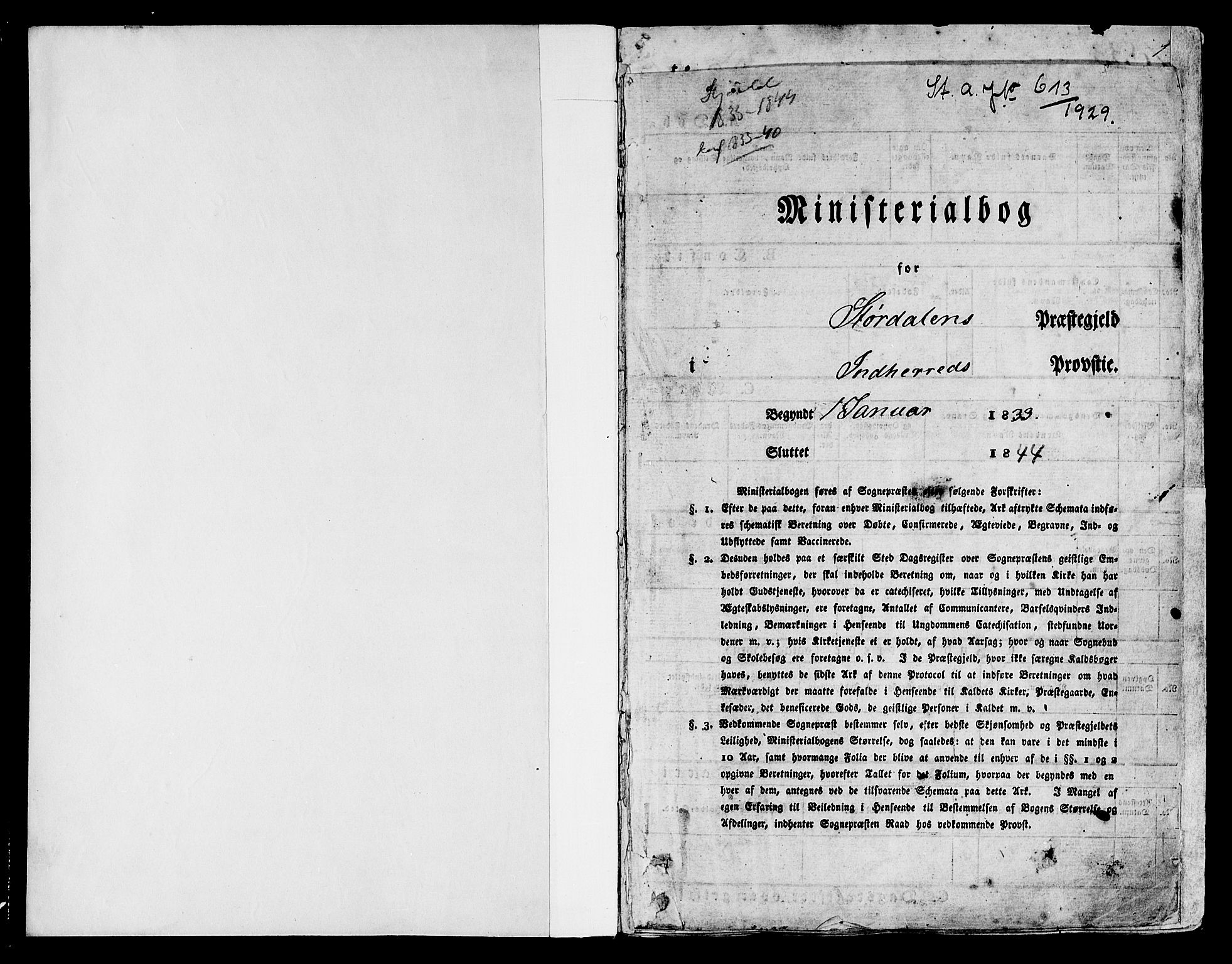 Ministerialprotokoller, klokkerbøker og fødselsregistre - Nord-Trøndelag, SAT/A-1458/709/L0071: Parish register (official) no. 709A11, 1833-1844