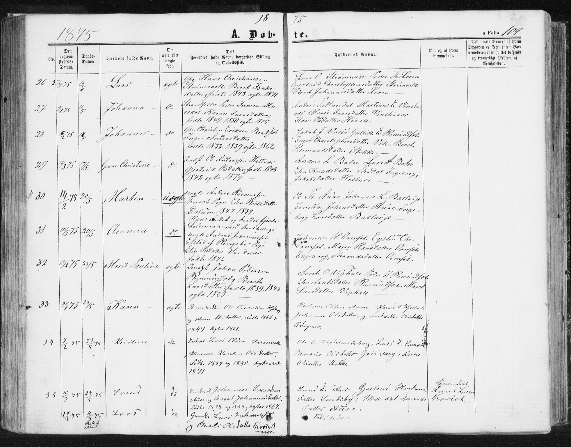 Ministerialprotokoller, klokkerbøker og fødselsregistre - Møre og Romsdal, AV/SAT-A-1454/578/L0905: Parish register (official) no. 578A04, 1859-1877, p. 109