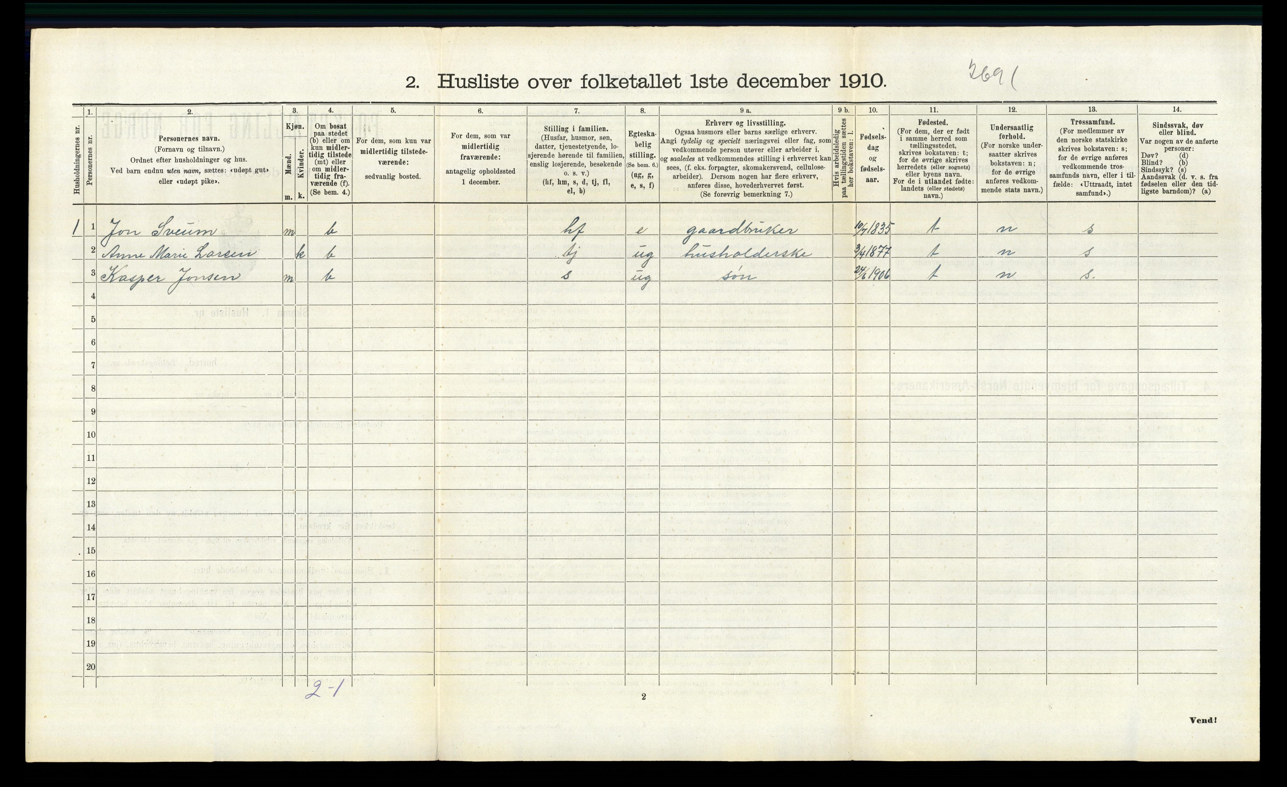 RA, 1910 census for Romedal, 1910, p. 1670