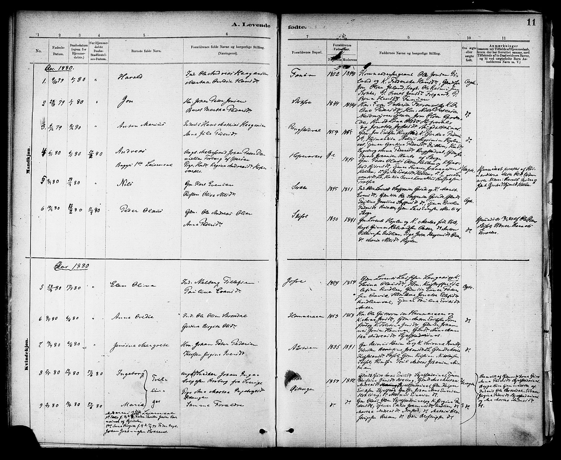 Ministerialprotokoller, klokkerbøker og fødselsregistre - Nord-Trøndelag, AV/SAT-A-1458/714/L0130: Parish register (official) no. 714A01, 1878-1895, p. 11