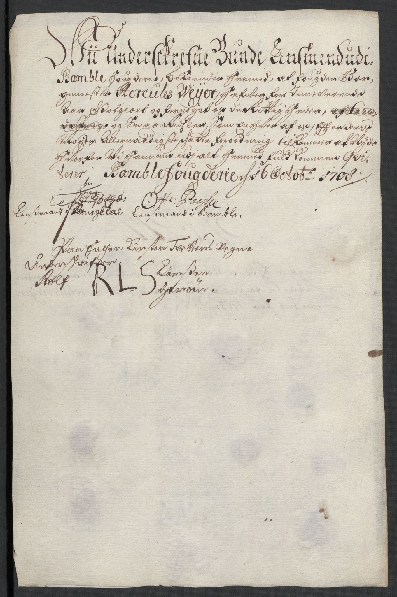 Rentekammeret inntil 1814, Reviderte regnskaper, Fogderegnskap, AV/RA-EA-4092/R36/L2118: Fogderegnskap Øvre og Nedre Telemark og Bamble, 1708-1709, p. 124