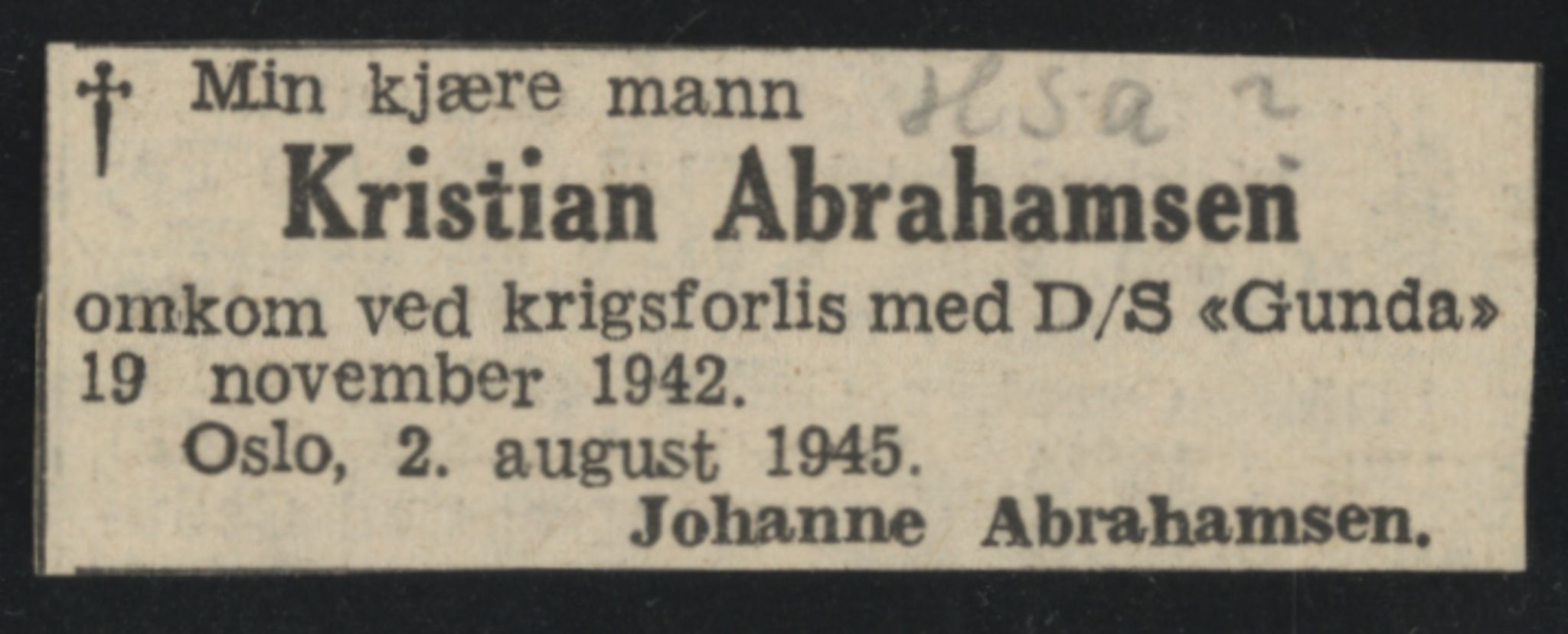 Sosialdepartementet, Våre Falne, RA/S-1708/E/Ee/L0025: Personmapper: Abelsen 01 - Amundsen, H. 65, 1945-1951, p. 177
