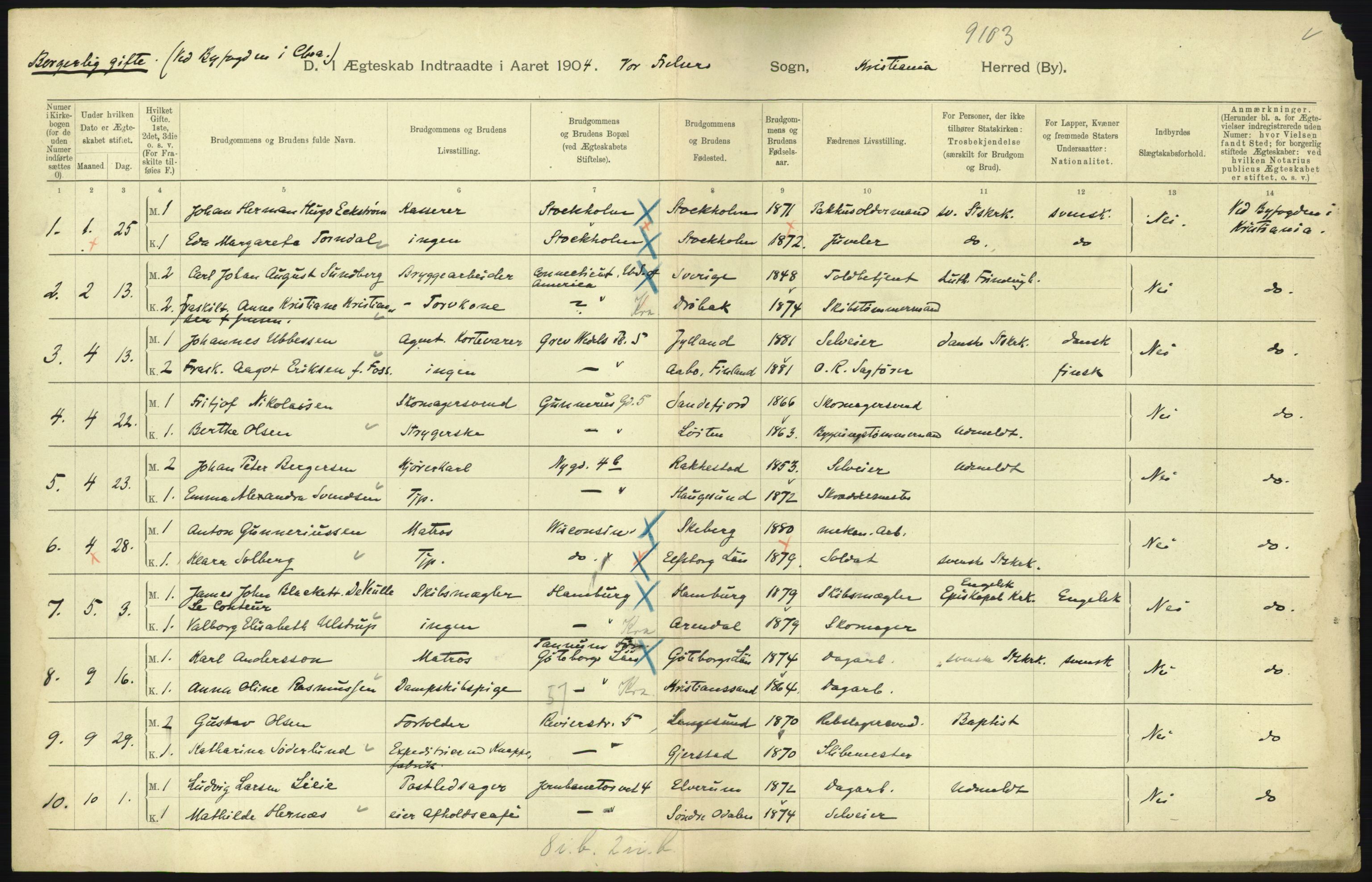 Statistisk sentralbyrå, Sosiodemografiske emner, Befolkning, AV/RA-S-2228/D/Df/Dfa/Dfab/L0004: Kristiania: Gifte, døde, 1904, p. 243