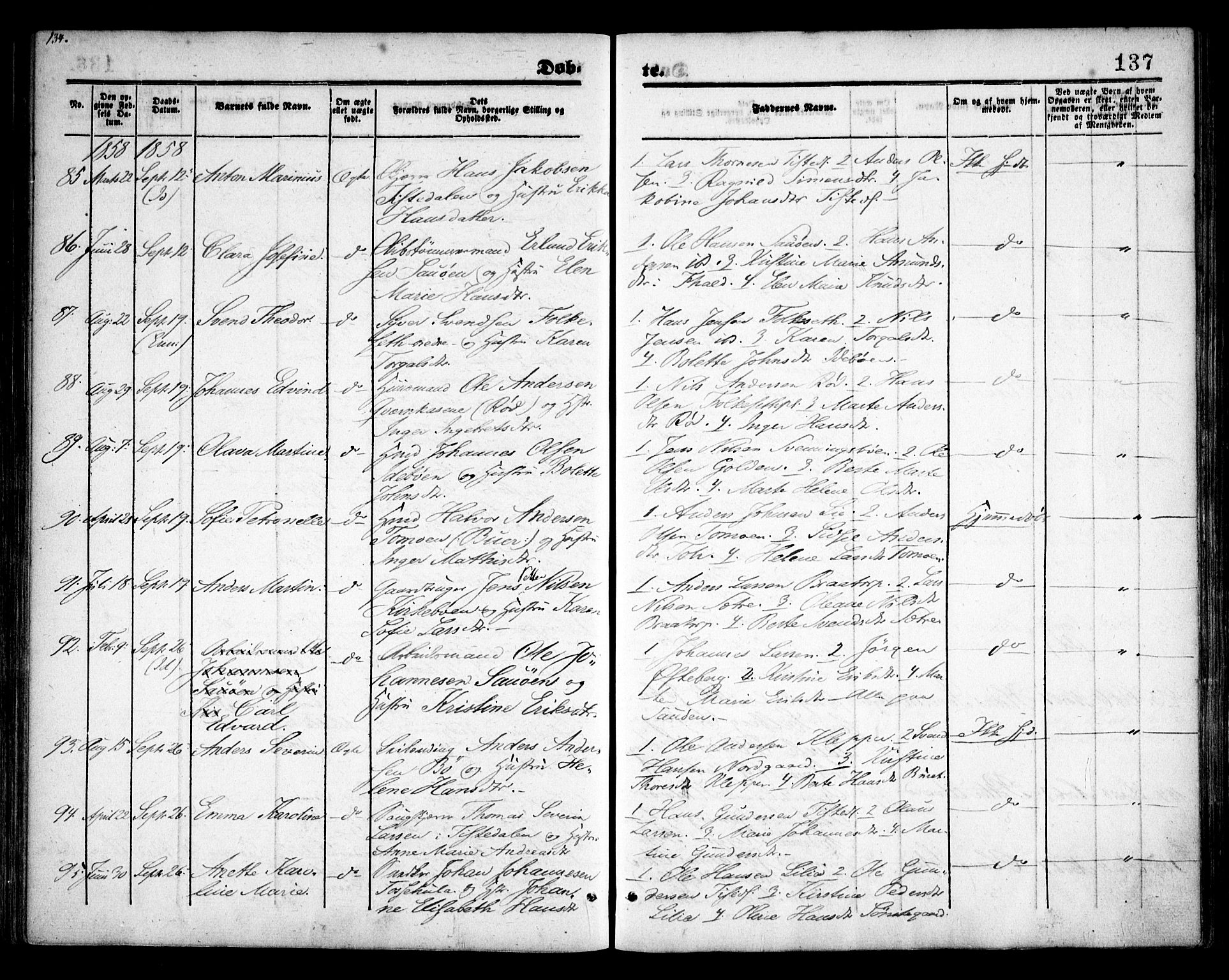 Idd prestekontor Kirkebøker, SAO/A-10911/F/Fc/L0004a: Parish register (official) no. III 4A, 1848-1860, p. 137