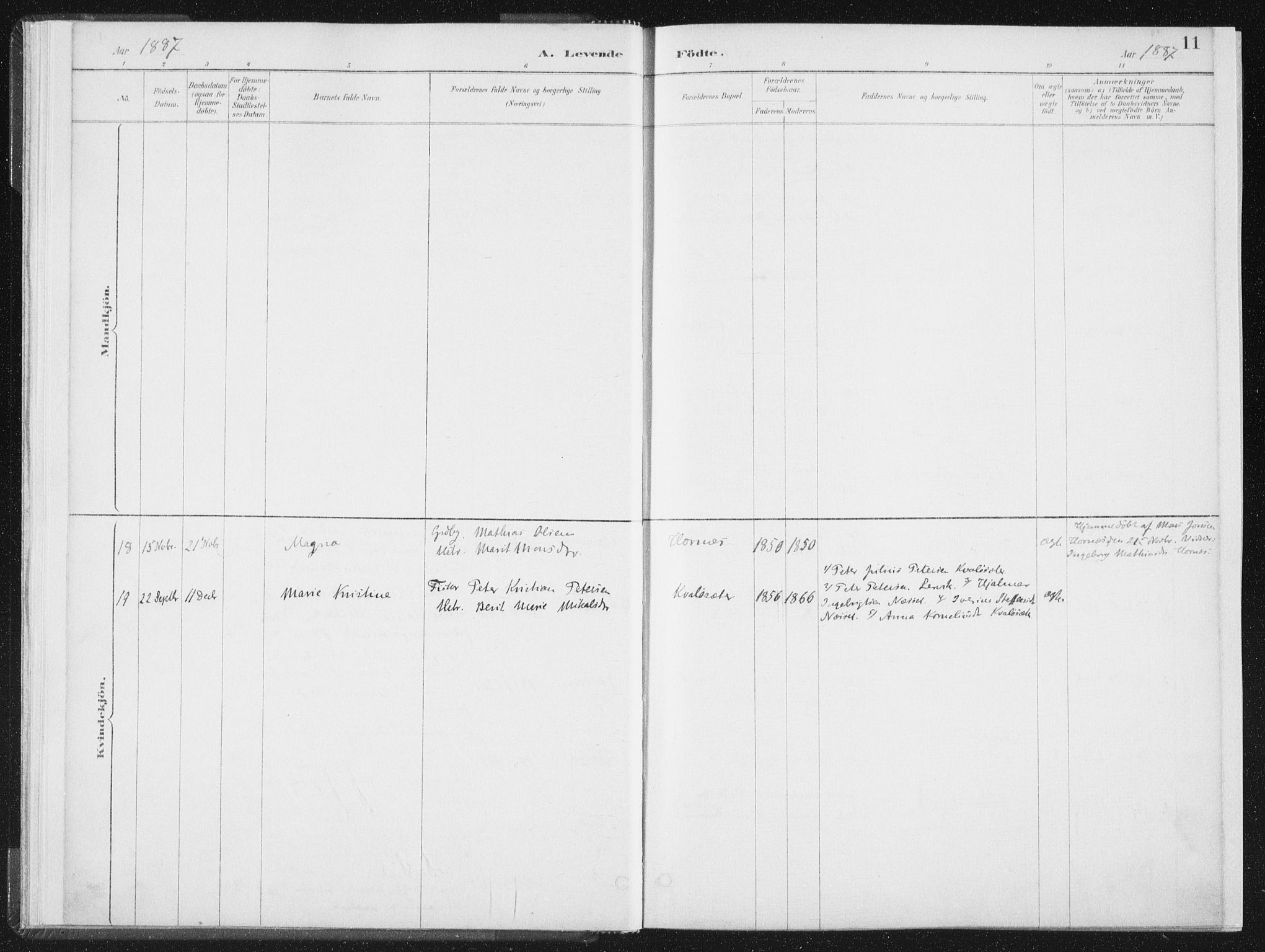 Ministerialprotokoller, klokkerbøker og fødselsregistre - Nord-Trøndelag, AV/SAT-A-1458/771/L0597: Parish register (official) no. 771A04, 1885-1910, p. 11