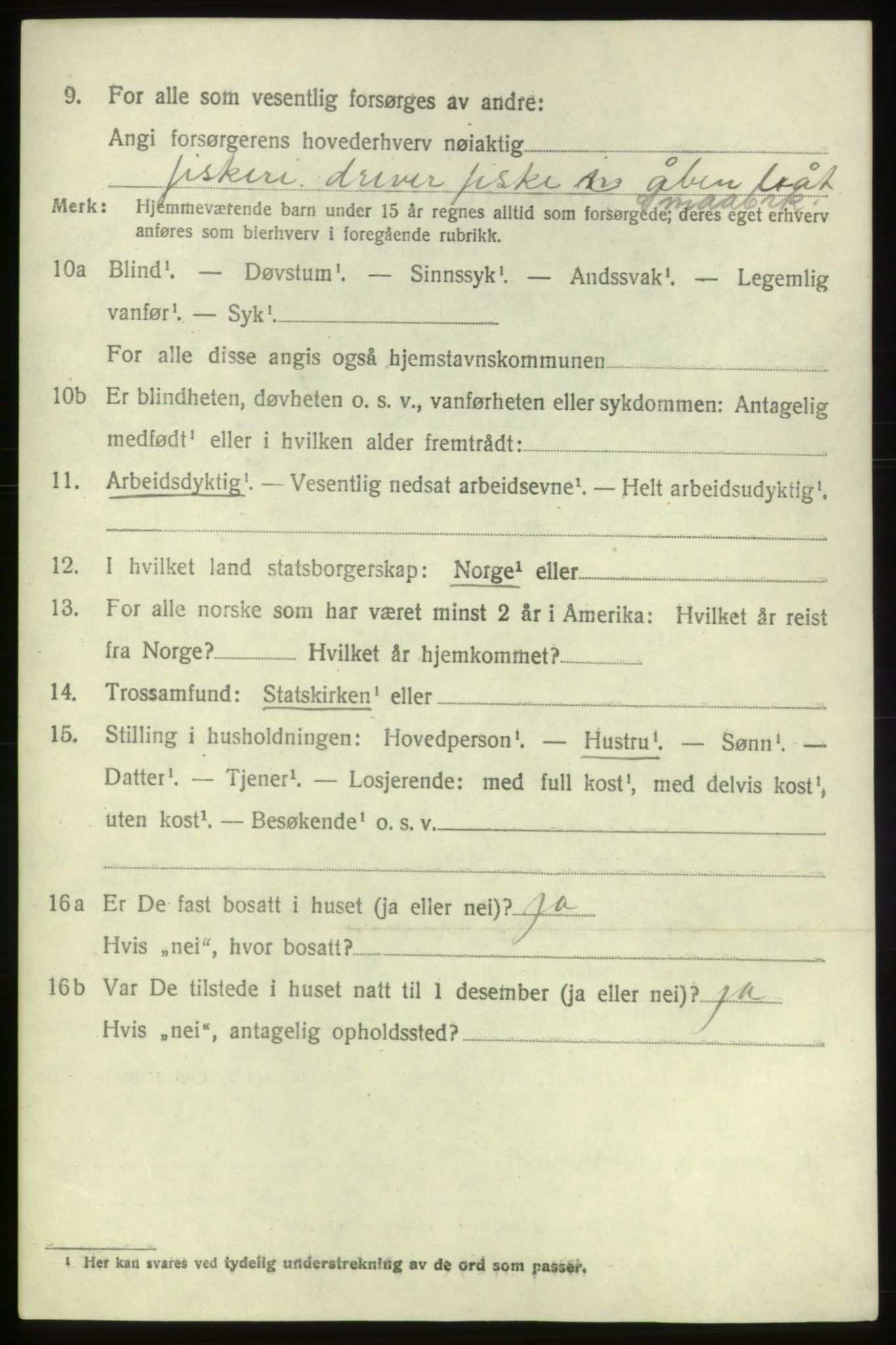 SAB, 1920 census for Bremnes, 1920, p. 1791