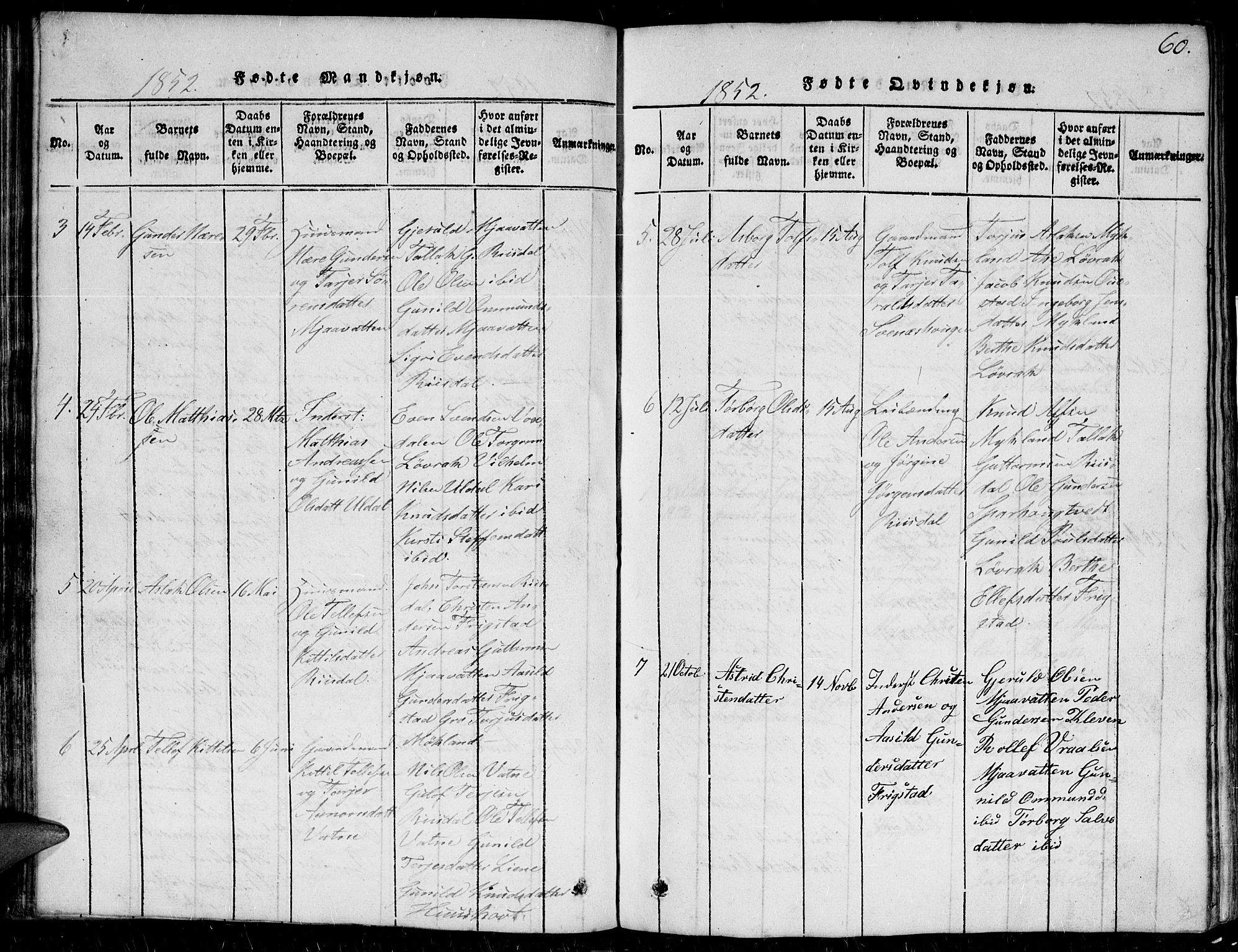 Herefoss sokneprestkontor, AV/SAK-1111-0019/F/Fb/Fbc/L0001: Parish register (copy) no. B 1, 1816-1866, p. 60