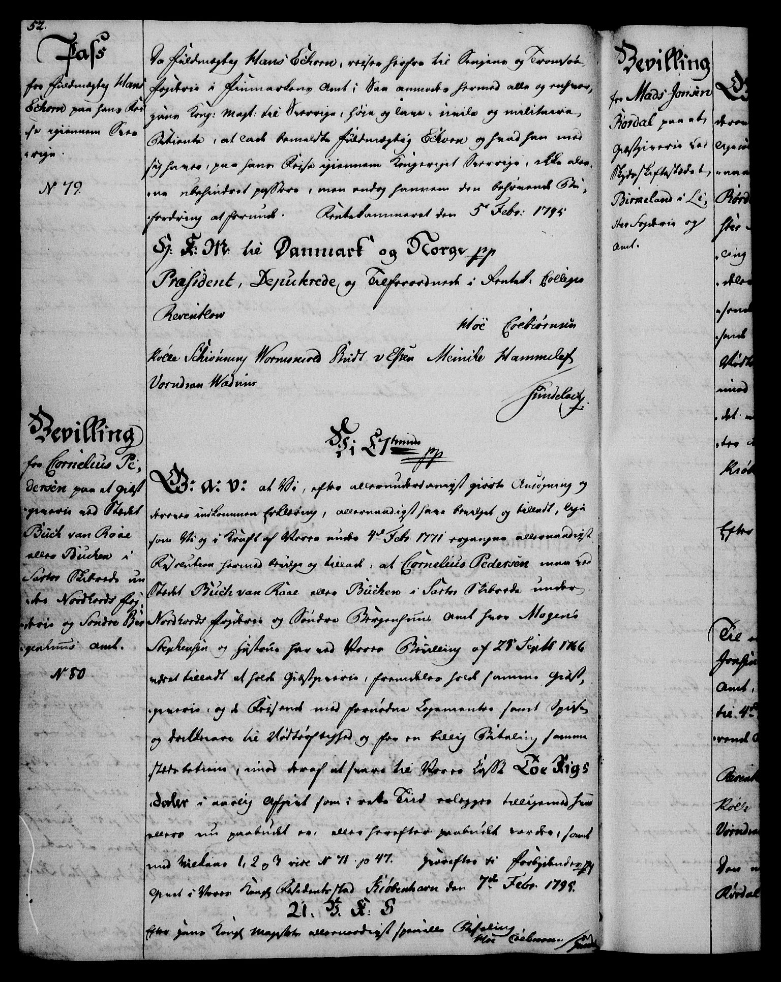Rentekammeret, Kammerkanselliet, RA/EA-3111/G/Gg/Gga/L0016: Norsk ekspedisjonsprotokoll med register (merket RK 53.16), 1794-1800, p. 52