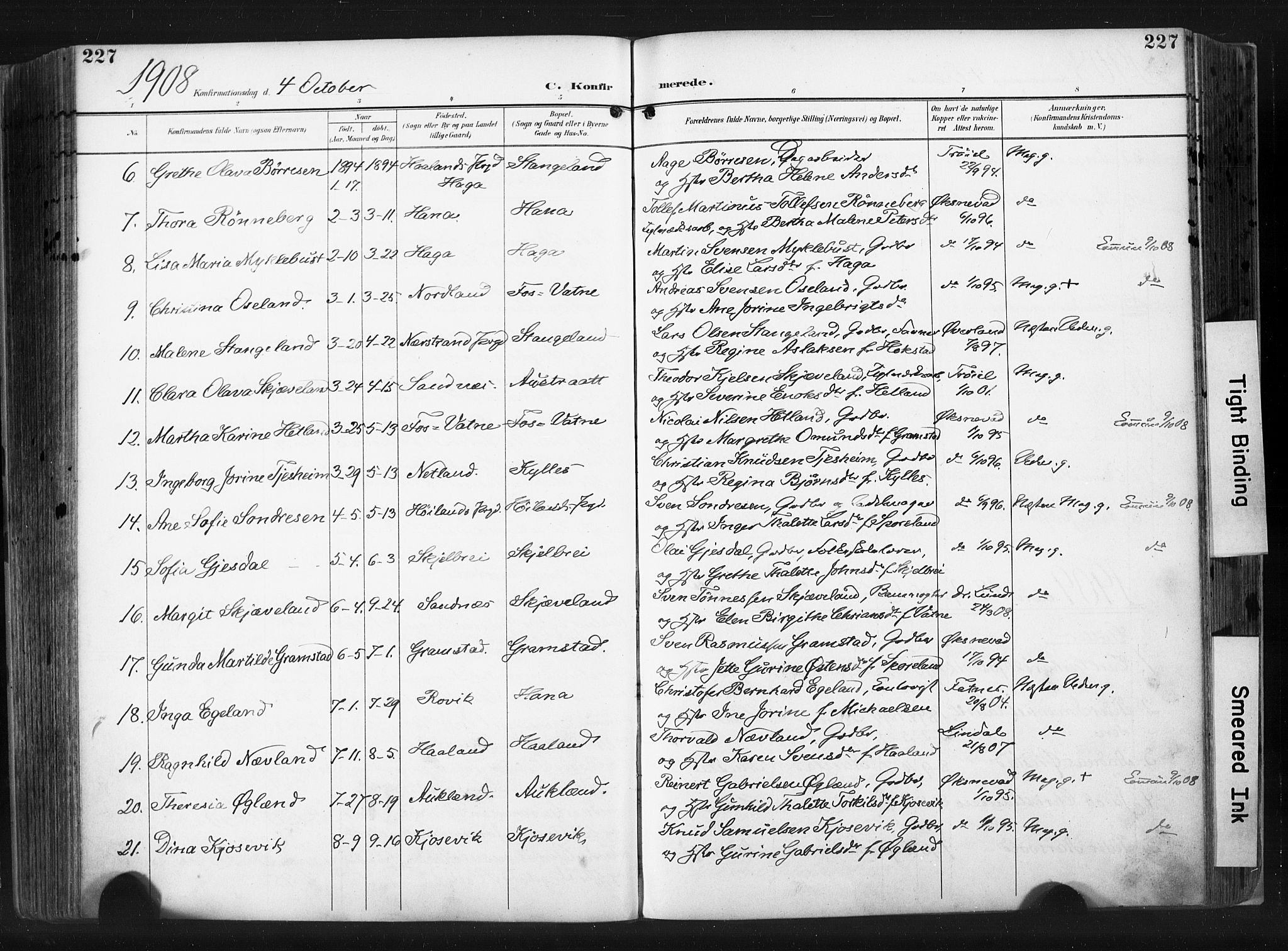 Høyland sokneprestkontor, AV/SAST-A-101799/001/30BA/L0015: Parish register (official) no. A 14, 1899-1911, p. 227