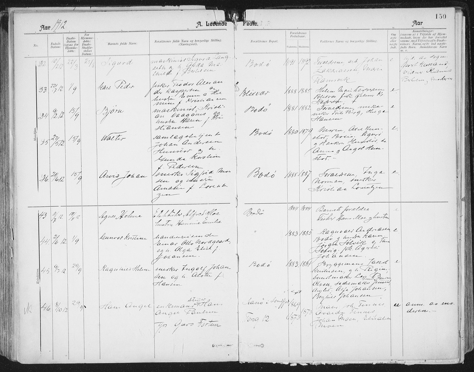 Ministerialprotokoller, klokkerbøker og fødselsregistre - Nordland, AV/SAT-A-1459/801/L0011: Parish register (official) no. 801A11, 1900-1916, p. 150