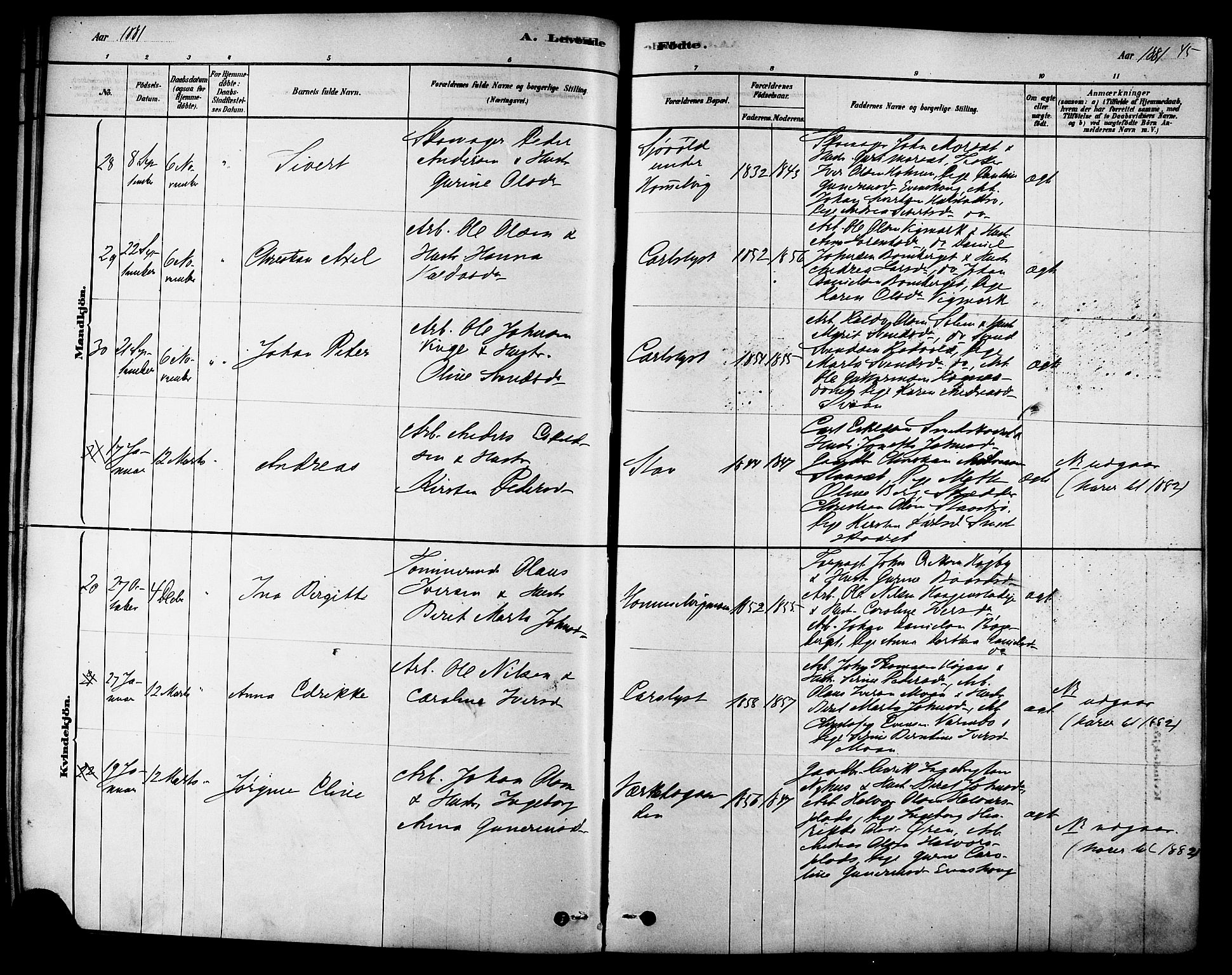 Ministerialprotokoller, klokkerbøker og fødselsregistre - Sør-Trøndelag, SAT/A-1456/616/L0410: Parish register (official) no. 616A07, 1878-1893, p. 45