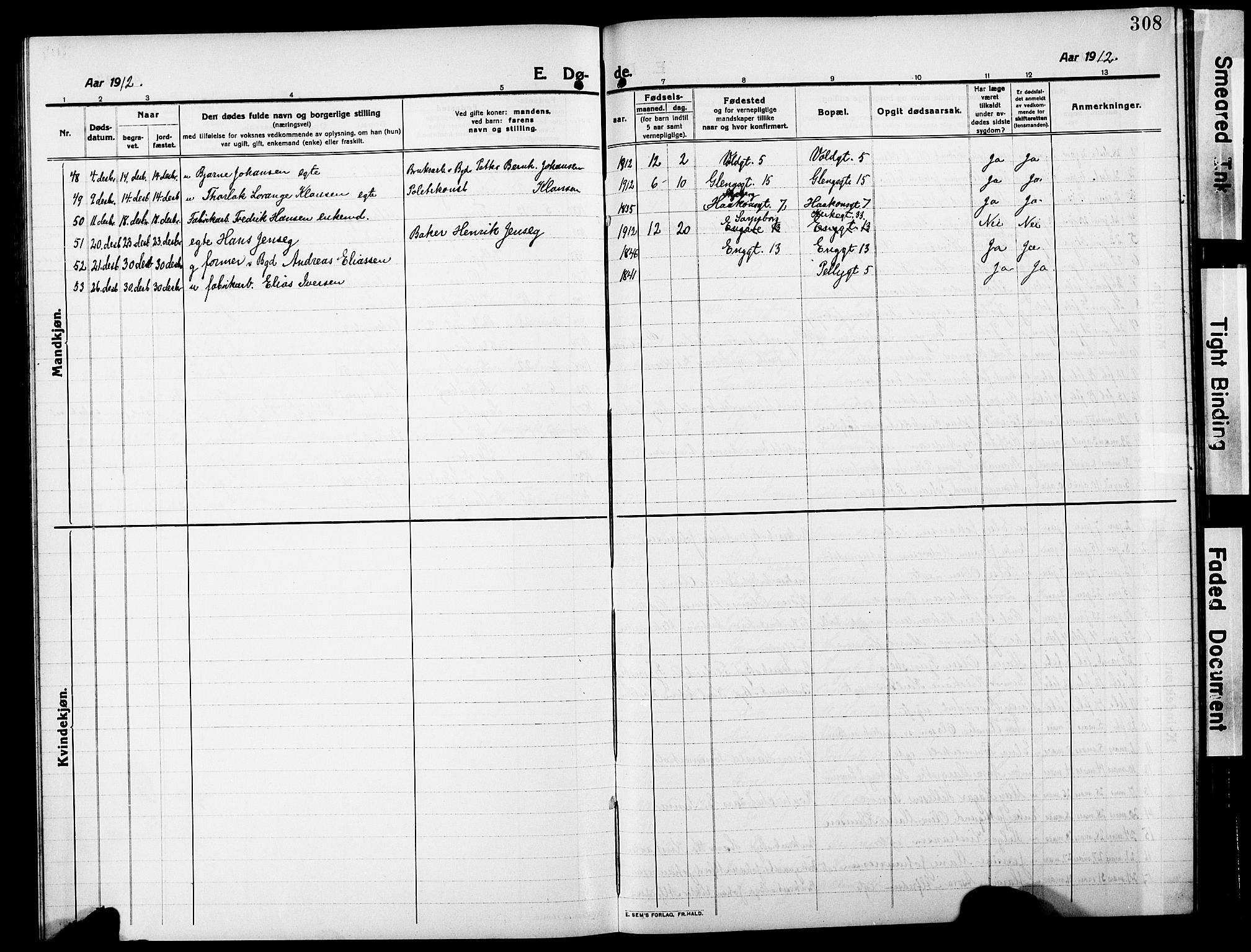 Sarpsborg prestekontor Kirkebøker, AV/SAO-A-2006/G/Ga/L0002: Parish register (copy) no. 2, 1912-1931, p. 308