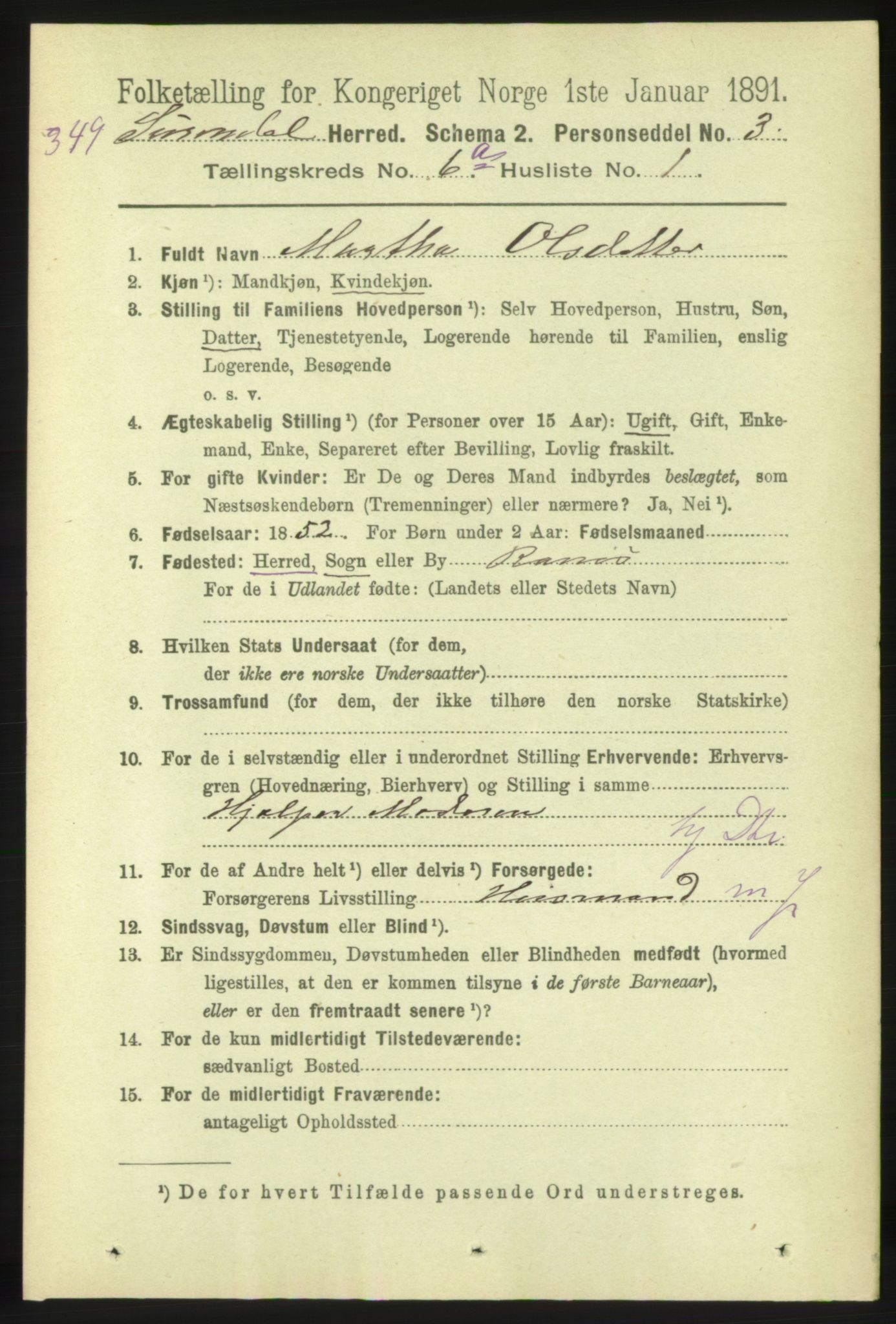 RA, 1891 census for 1566 Surnadal, 1891, p. 1673