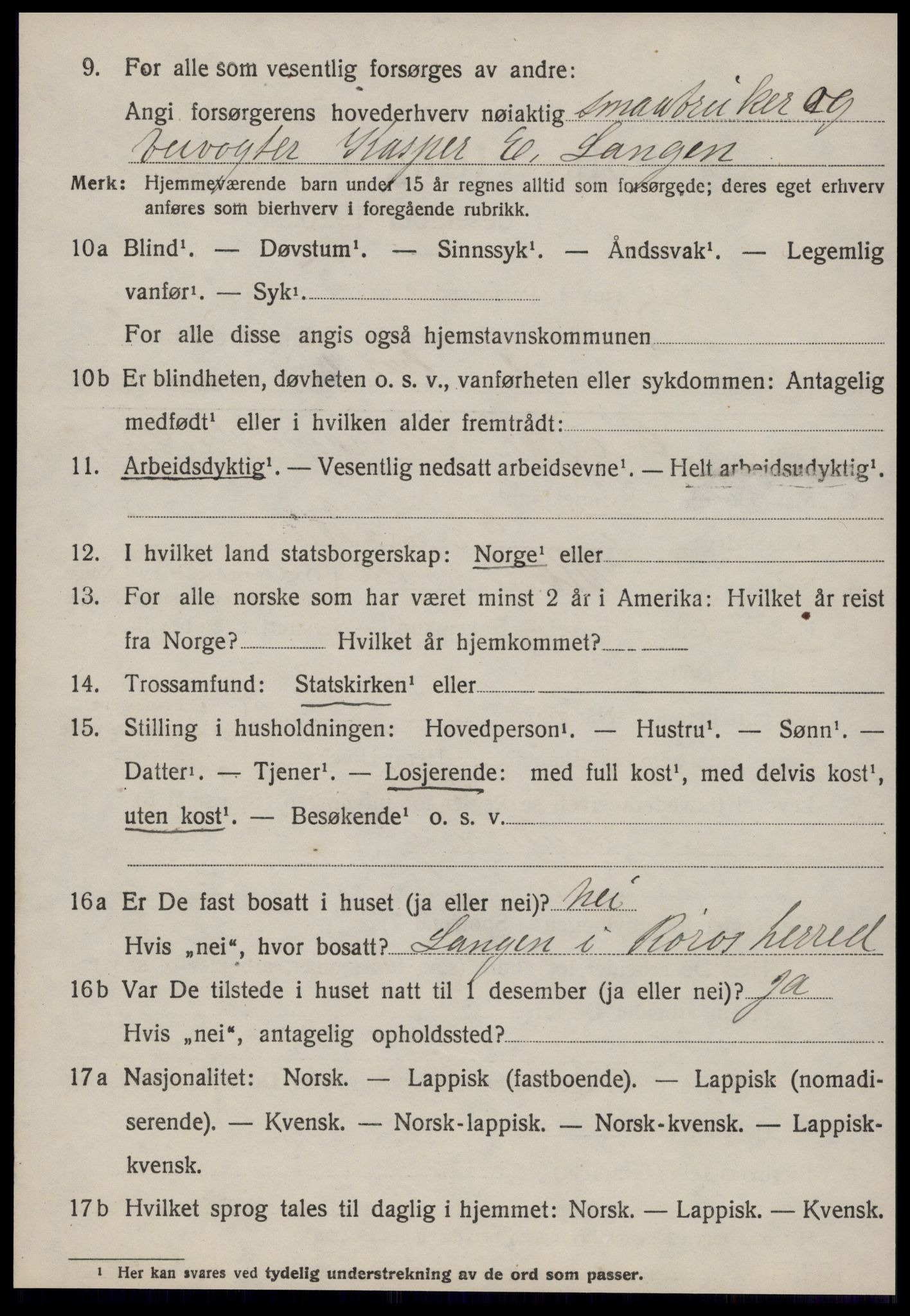 SAT, 1920 census for Røros, 1920, p. 2753