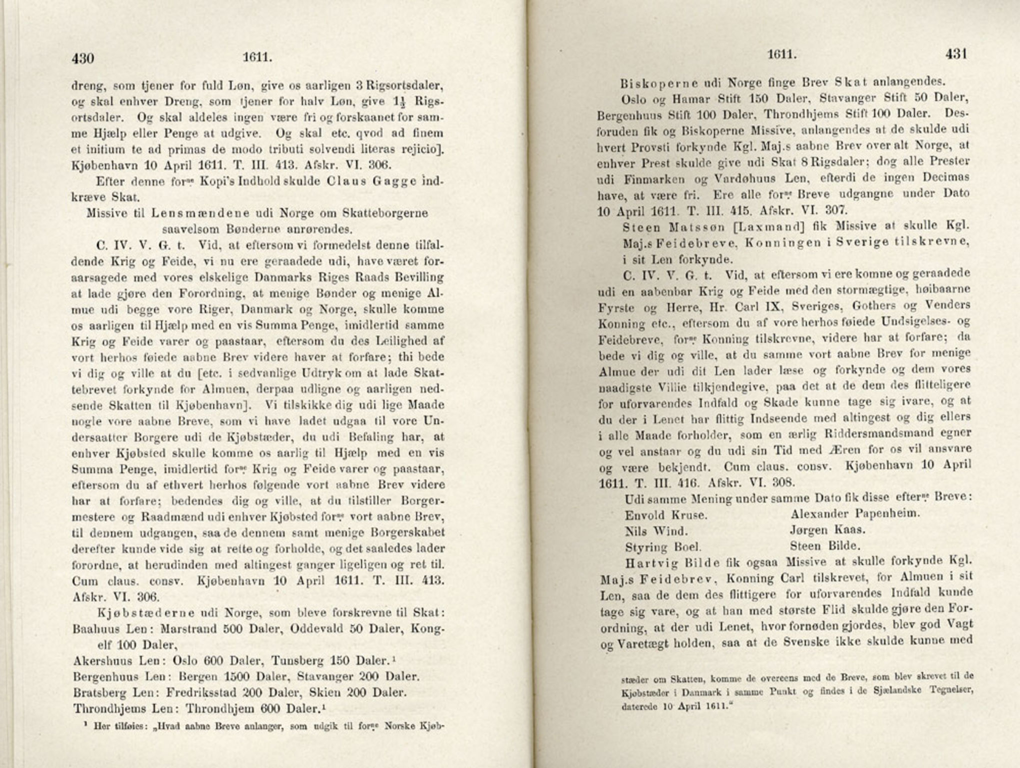 Publikasjoner utgitt av Det Norske Historiske Kildeskriftfond, PUBL/-/-/-: Norske Rigs-Registranter, bind 4, 1603-1618, p. 430-431