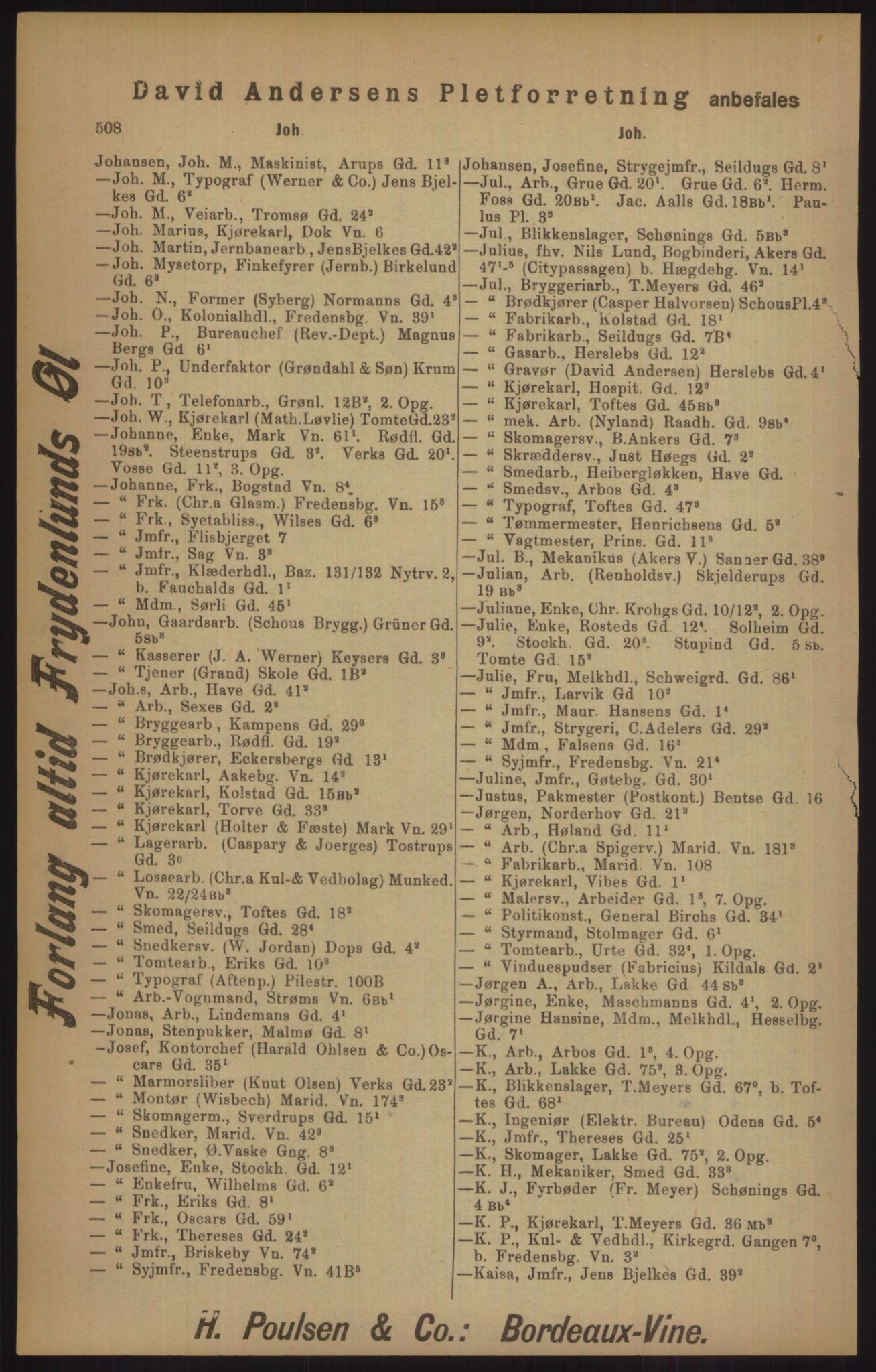 Kristiania/Oslo adressebok, PUBL/-, 1905, p. 508