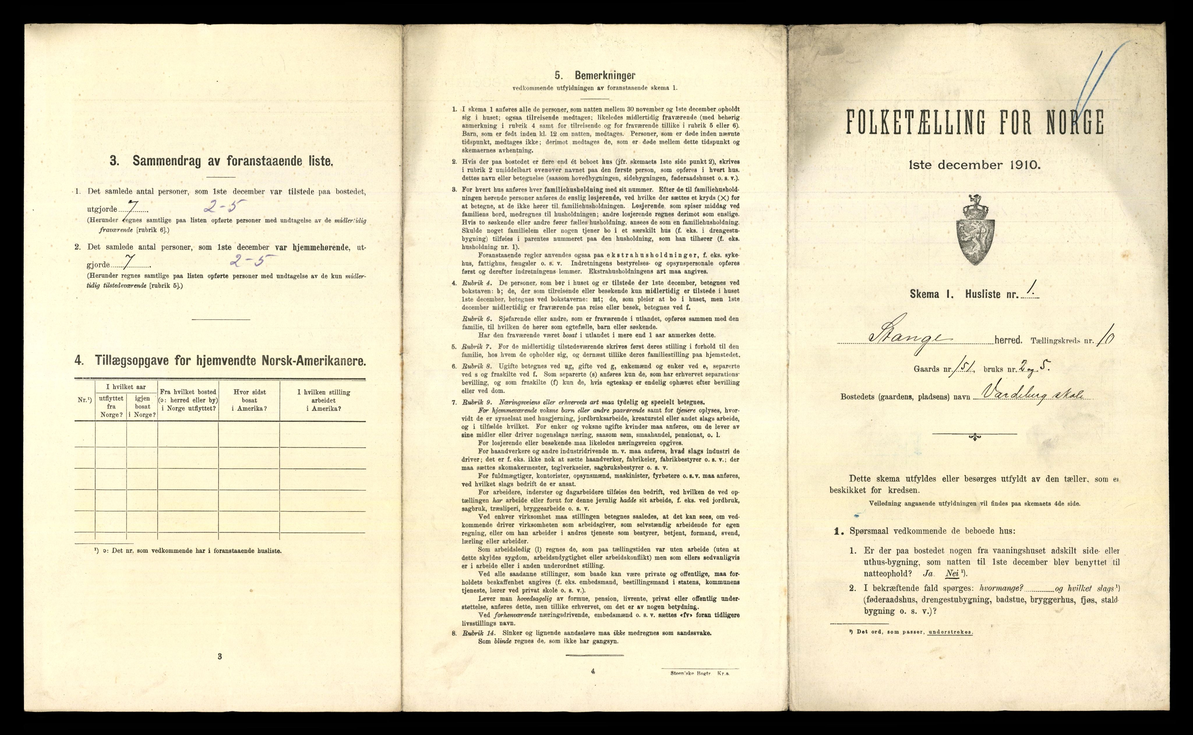RA, 1910 census for Stange, 1910, p. 1870