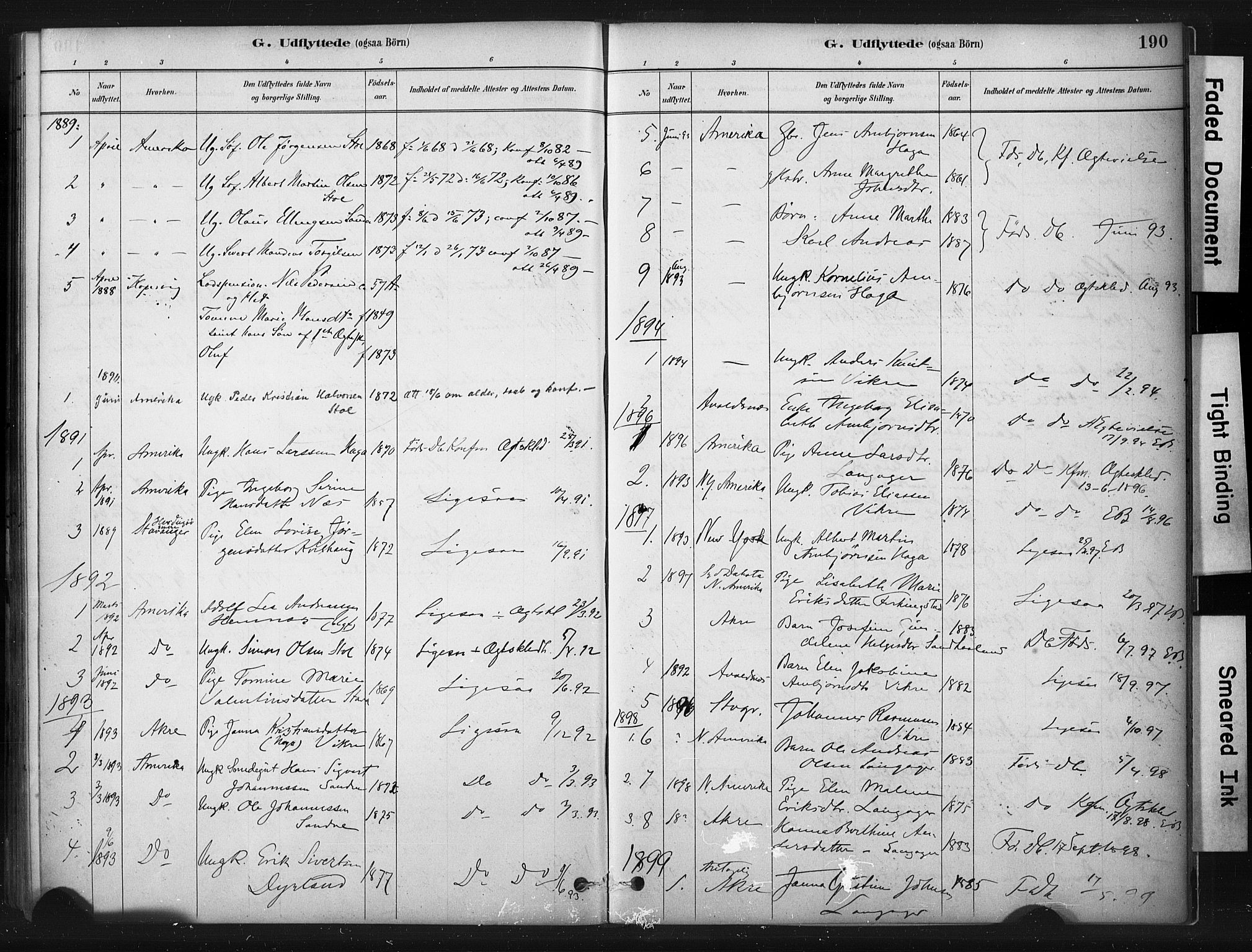 Skudenes sokneprestkontor, SAST/A -101849/H/Ha/Haa/L0010: Parish register (official) no. A 7, 1882-1912, p. 190