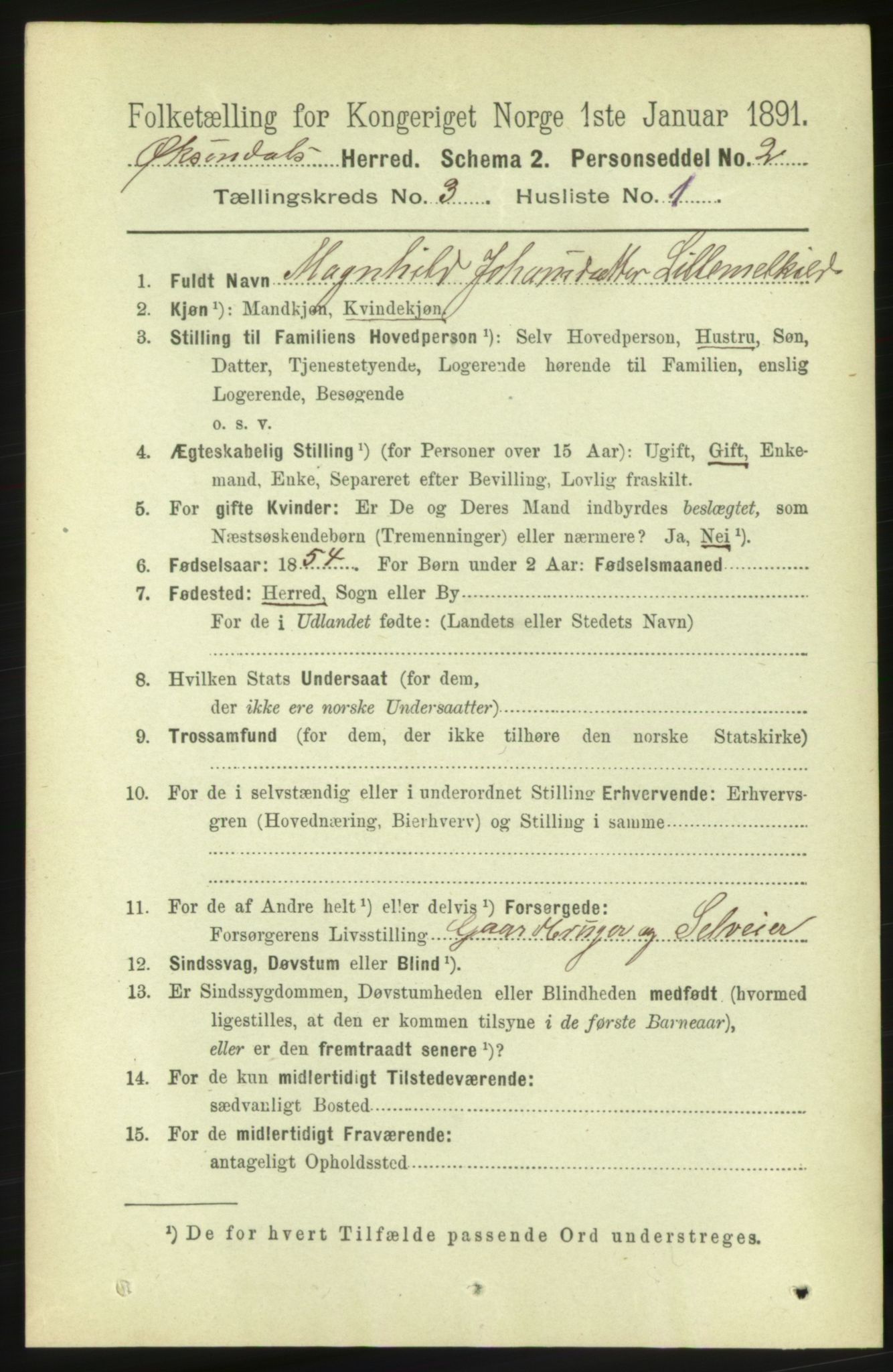 RA, 1891 census for 1561 Øksendal, 1891, p. 602