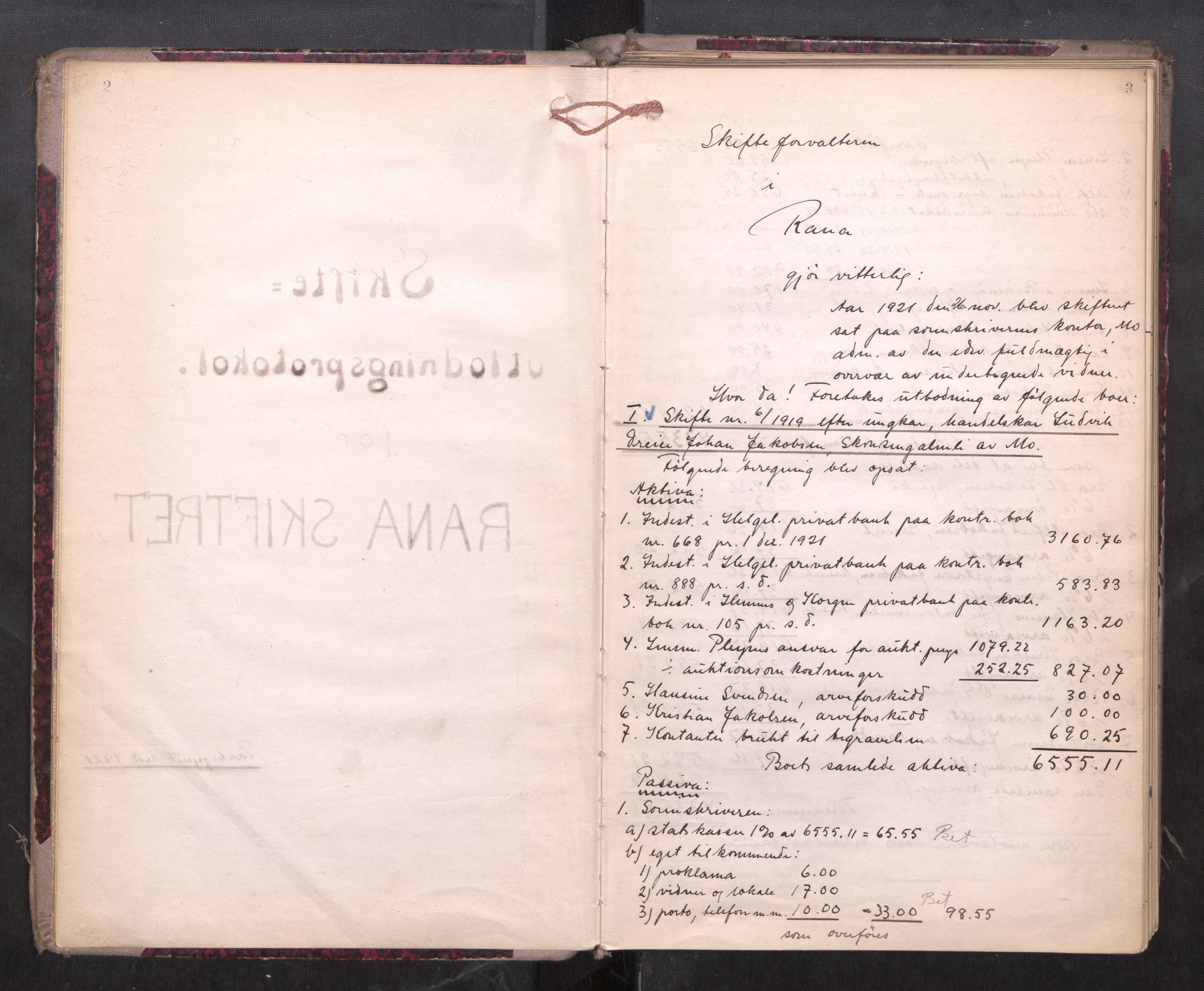 Rana sorenskriveri , AV/SAT-A-1108/1/3/3A/L0010: Skifteslutningsprotokoll, 1921-1927, p. 2-3