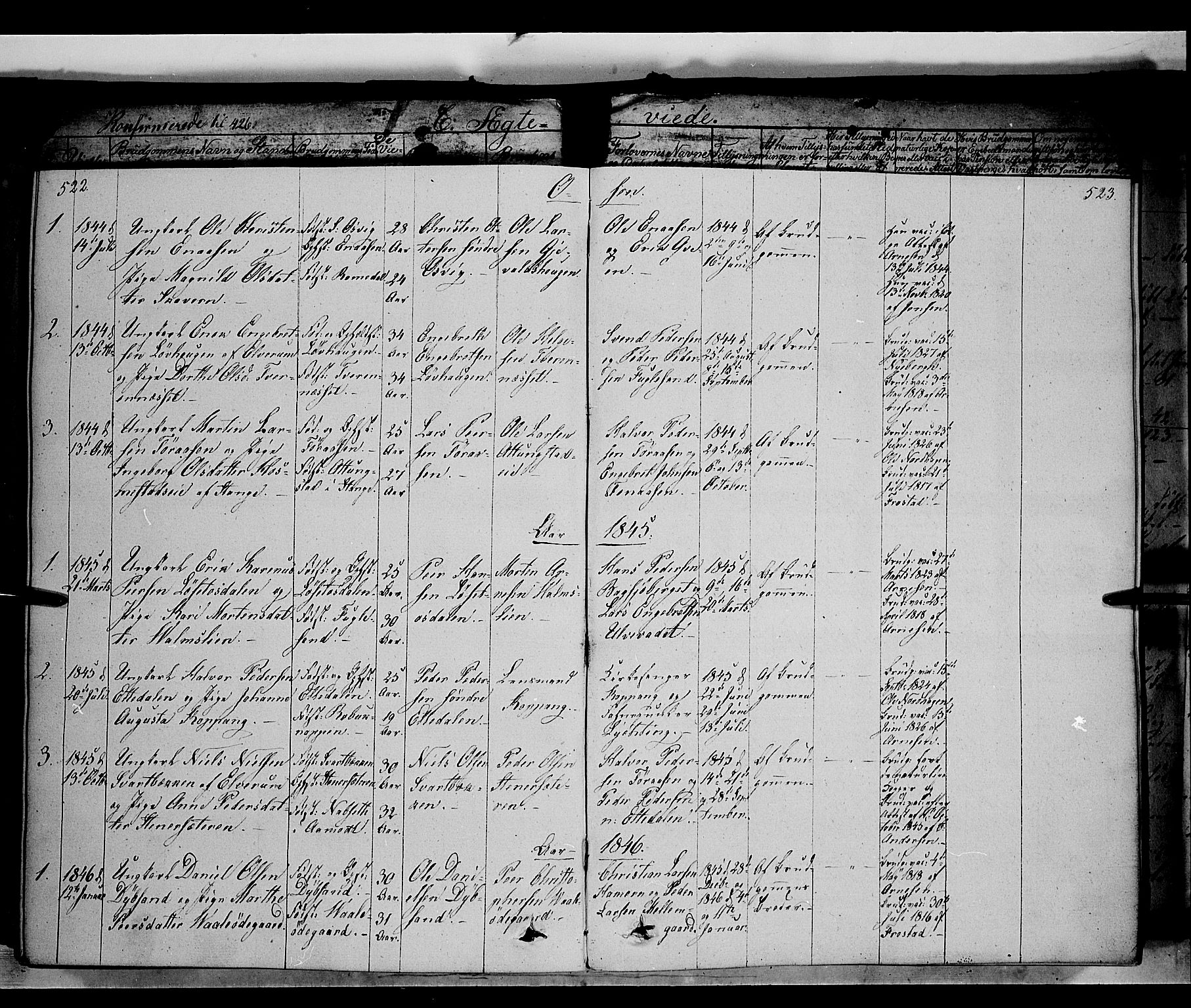 Trysil prestekontor, AV/SAH-PREST-046/H/Ha/Haa/L0004: Parish register (official) no. 4 /2, 1842-1850, p. 522-523